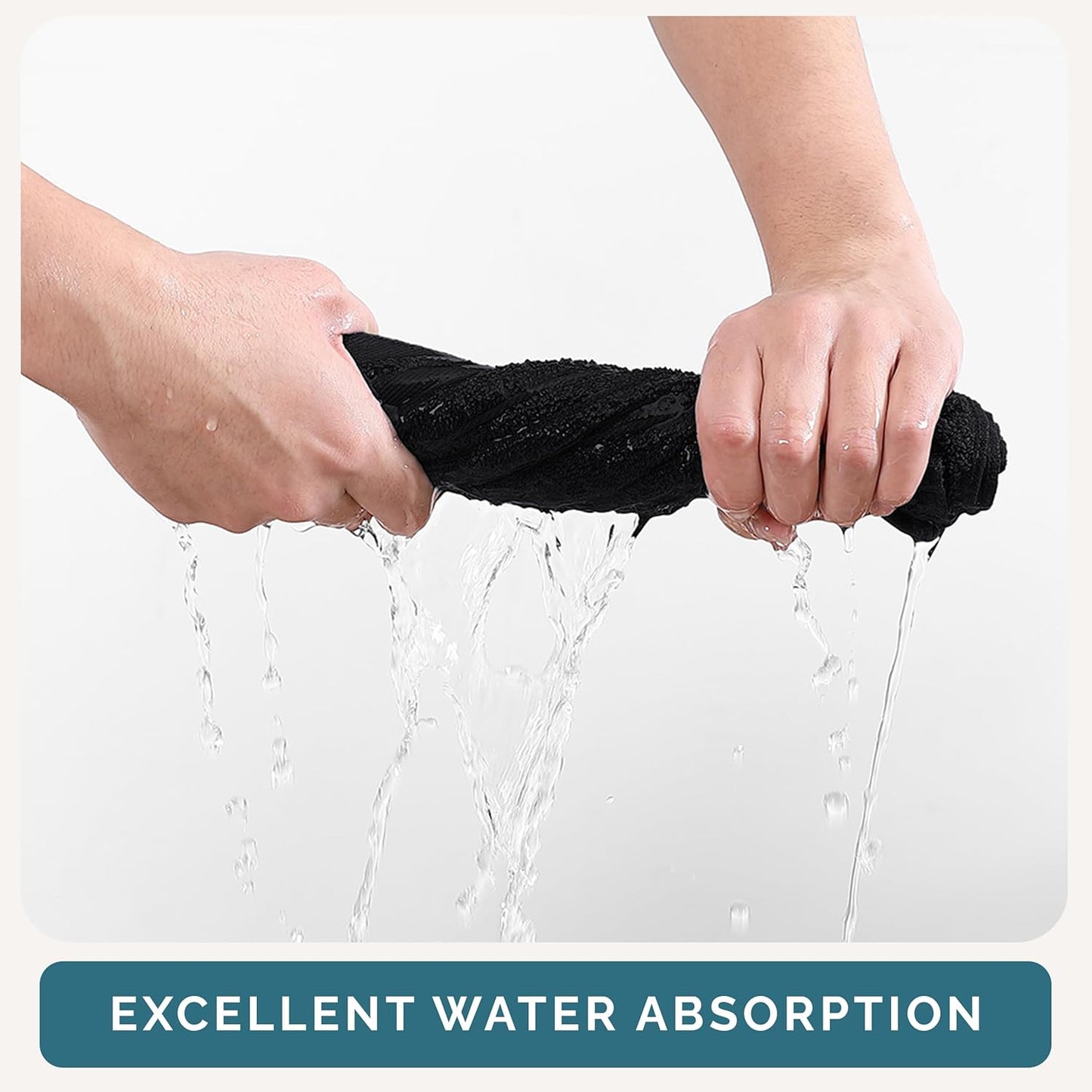 Casa Platino 100% Cotton Washcloths 24 Pack - Spa & Salon Quality Face Cloths - Ring Spun, Soft & Absorbent Wash Cloths for Body, Beauty, Home, Gym - Fingertip Towels Set- 13"x13", Black Towels Set