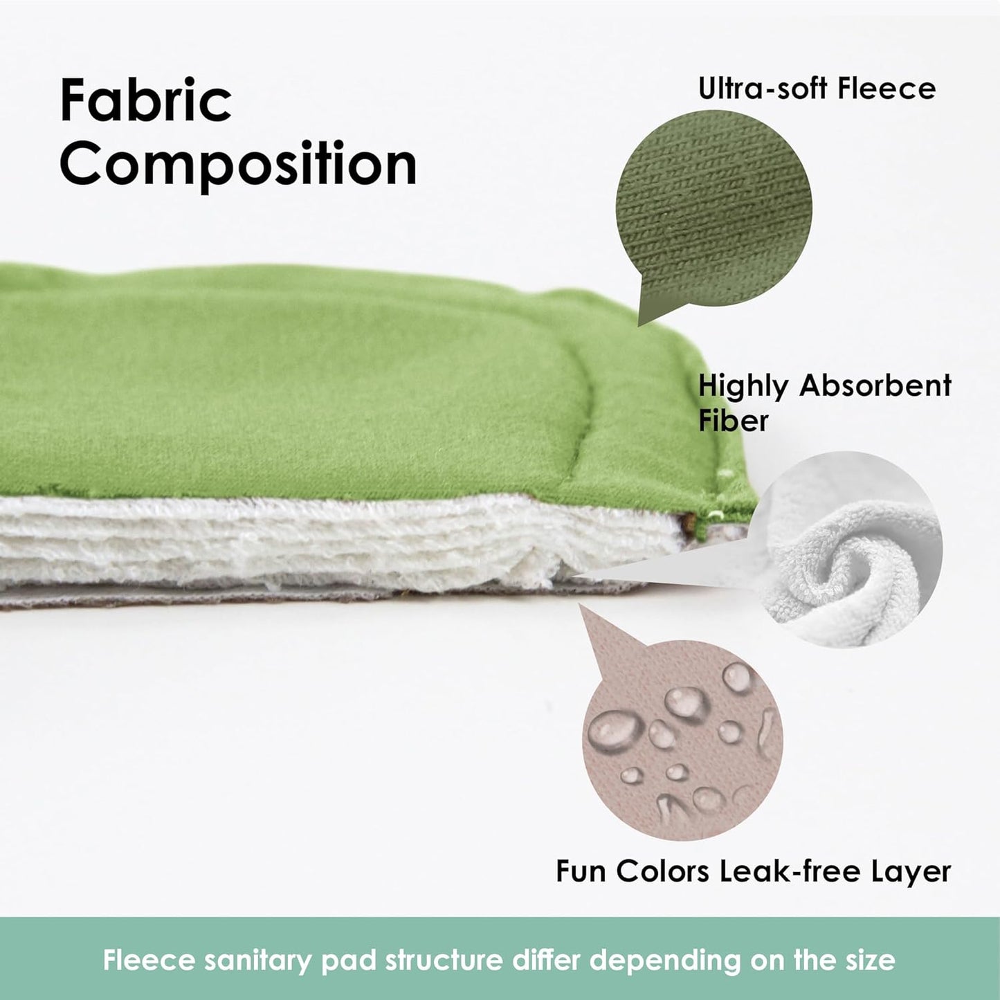 wegreeco 6 Pcs Reusable Menstrual Pads, Ultra Absorbent Cloth Pads for Heavy Flow, Sanitary for Teens, Women, Nonslip, Inner Mustard Yellow, Grey, Beige, Rose Gold Outer, M