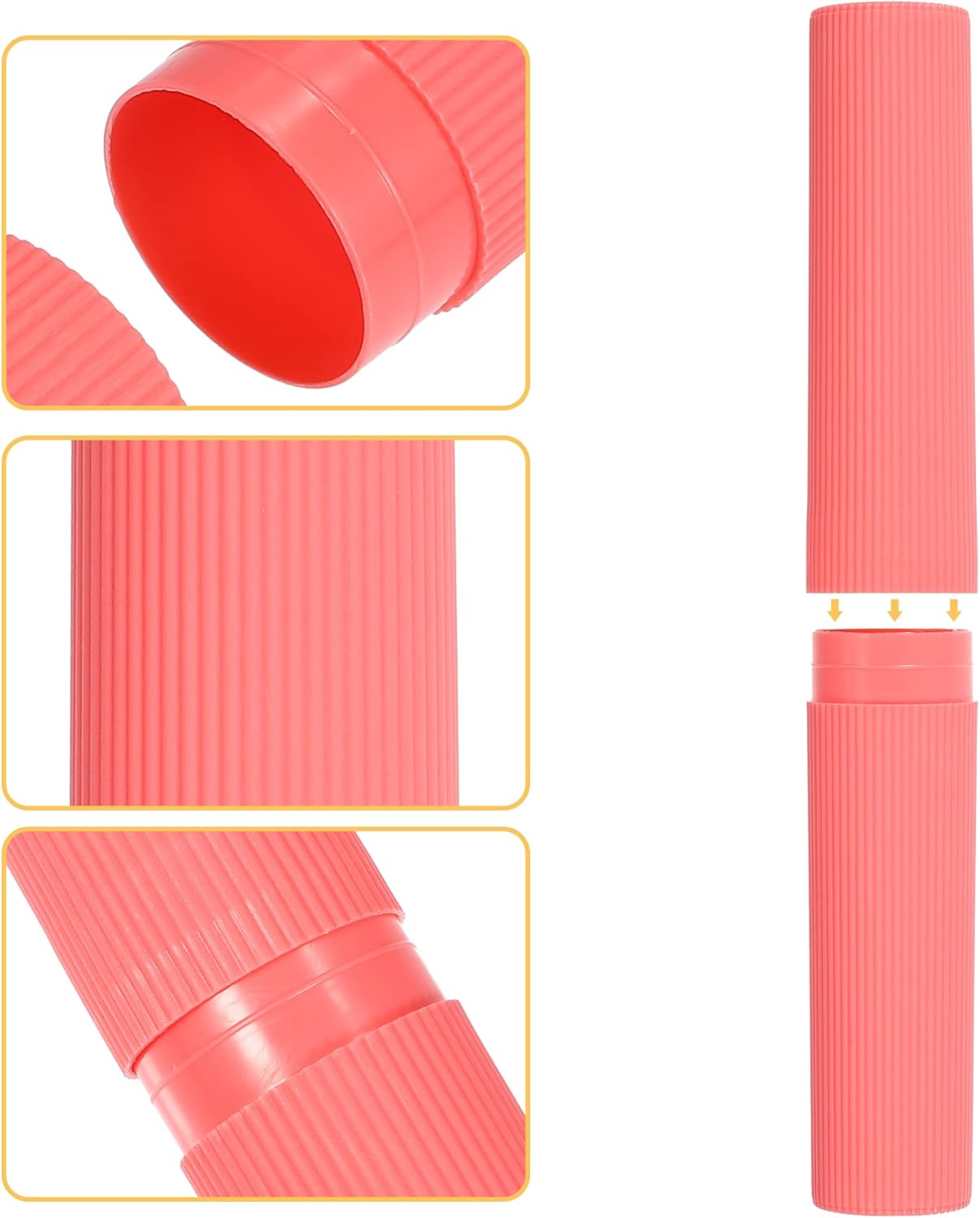 VOCOSTE 1 Pcs, Vertical Stripe Toothbrush Case, Plastic, Traveling Toothbrush Holders Case, Travel Business, Red, 7.87"x1.18"