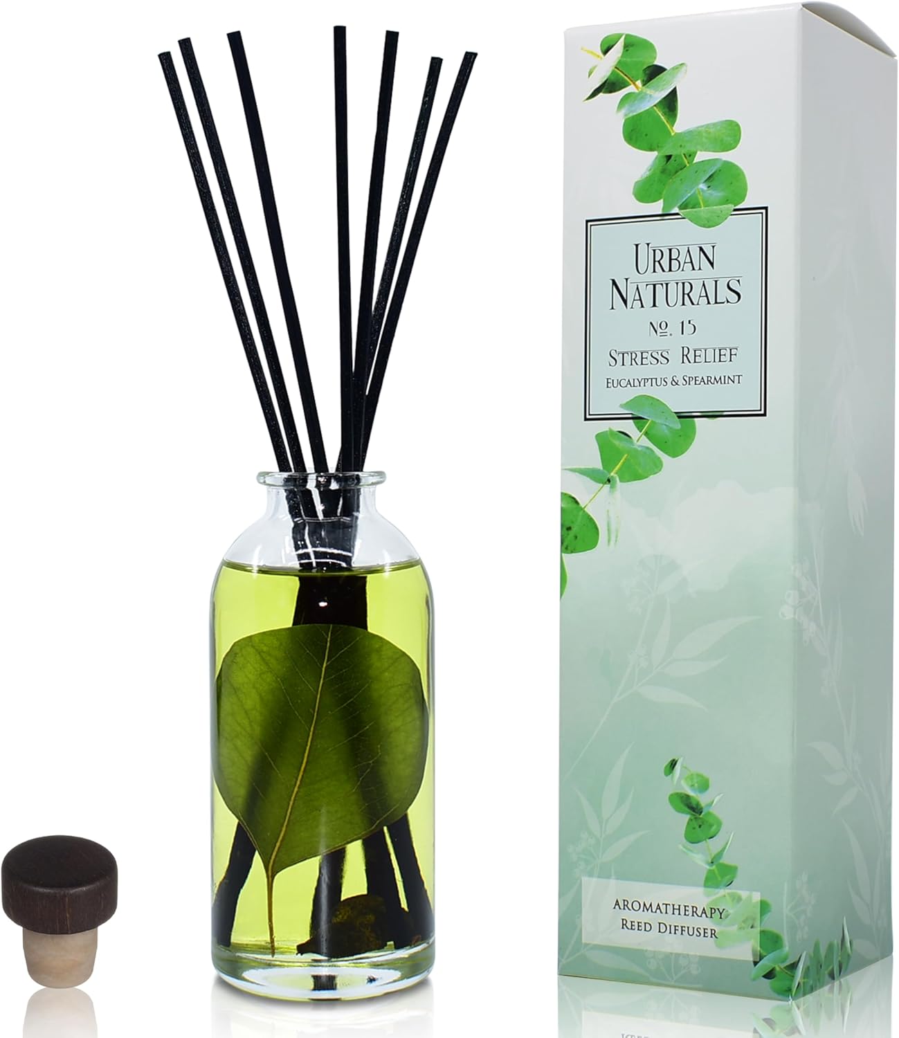 Urban Naturals Eucalyptus Spearmint Stress Relief Aromatherapy Diffuser Gift Set | Fragrance Your Space | Fresh Scented Room Freshener + Home Decor | Home Gift Idea. Vegan.