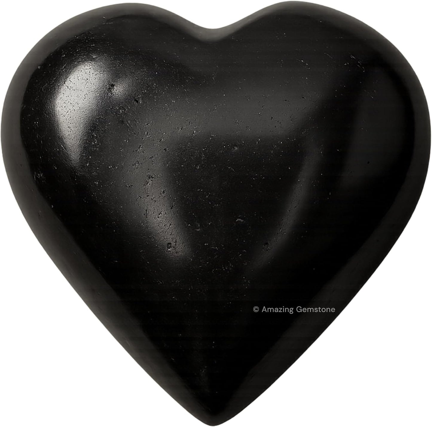 Amazing Gemstone Black Tourmaline Crystal Heart Palm Stone - Pocket Massage Worry Stone for Natural Body Chakra Balancing, Reiki Healing and Crystal Grid