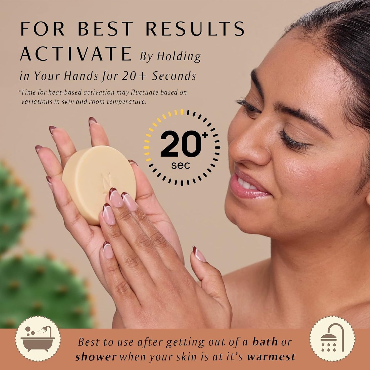 Nopalera Botanical Lotion Bar - Plant-Based Cactus Moisturizer with Prickly Pear Oil & Tangerine Oil, Deeply Moisturizing, Vegan, Natural Citrus Fragrance, 2.2 oz.