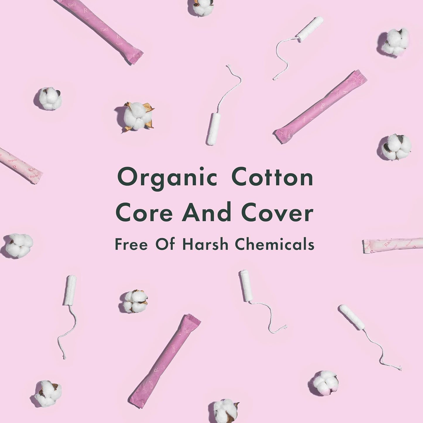 Rael Tampons, Compact Applicator - Made with Organic Cotton, Moderate Absorbency, BPA-Free, Chlorine Free, Leak Locker Technology (36 Count, Regular)