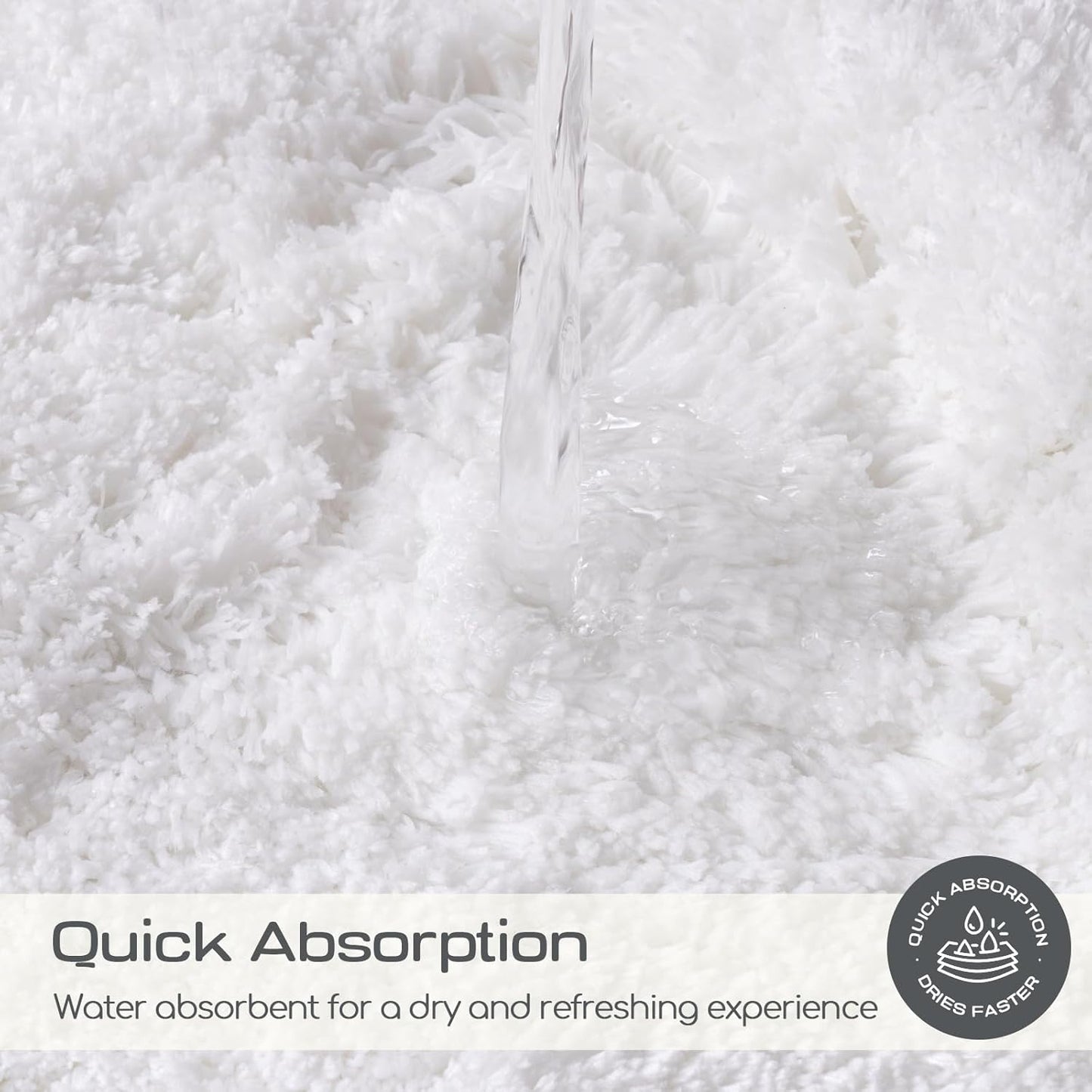 ROSMARUS Shaggy Non Slip Bath Mat 28" X48", Water Absorbent Extra Long Shower Mat, Soft Fluffy Plush Bathroom Rug Machine Washable, White