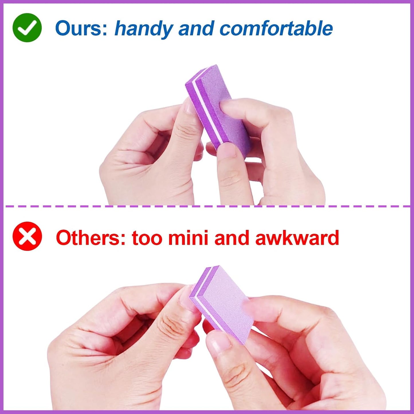 Nail Buffers (60 Pack), Buffer Block Nail File for Acrylic Nails and Natural Nails, 100/180 Grit Small Nail Buffer Block Bulk Buffing Blocks for Nail Buff Professional Manicure File Blocks Set Purple