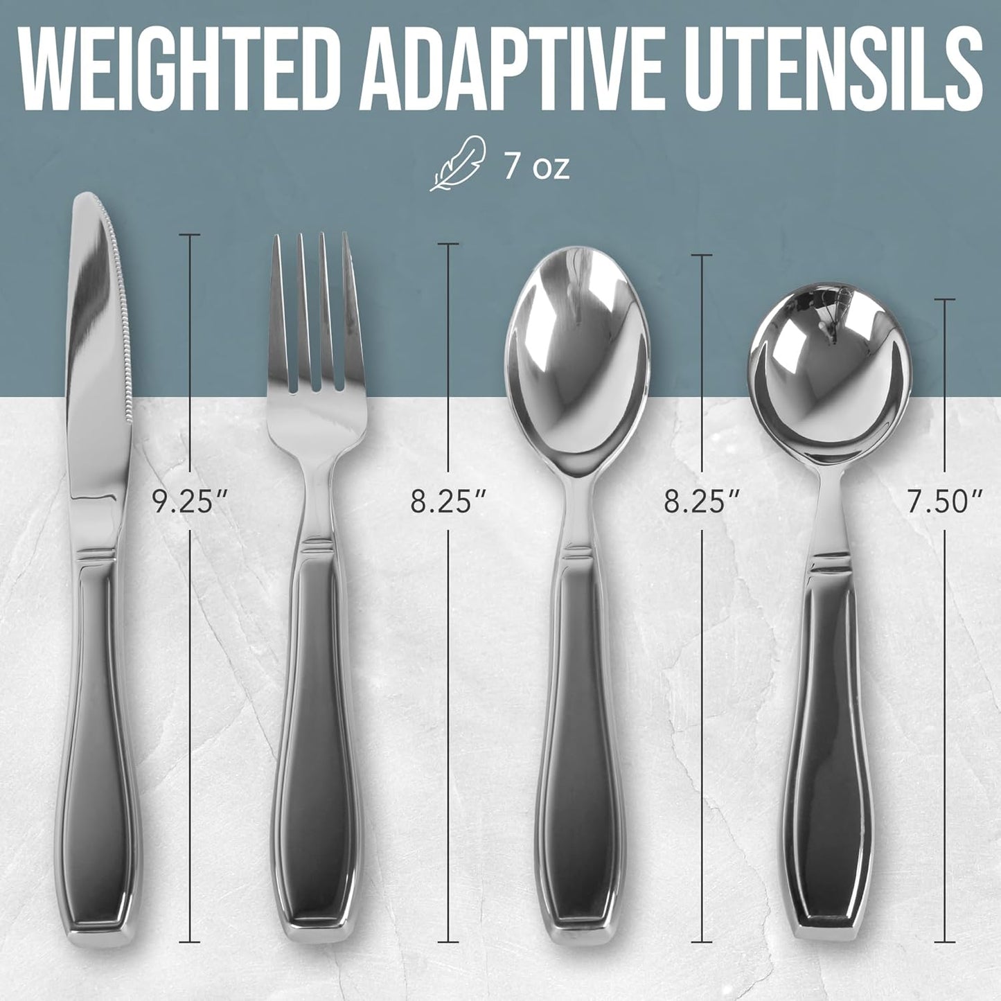 BUNMO Weighted Utensils for Hand Tremors – 4pc Adaptive Utensils for Elderly, Persons w/weak hands – Discreet Travel Wrap, Stainless Steel & Dishwasher Safe – Weighted Silverware Set