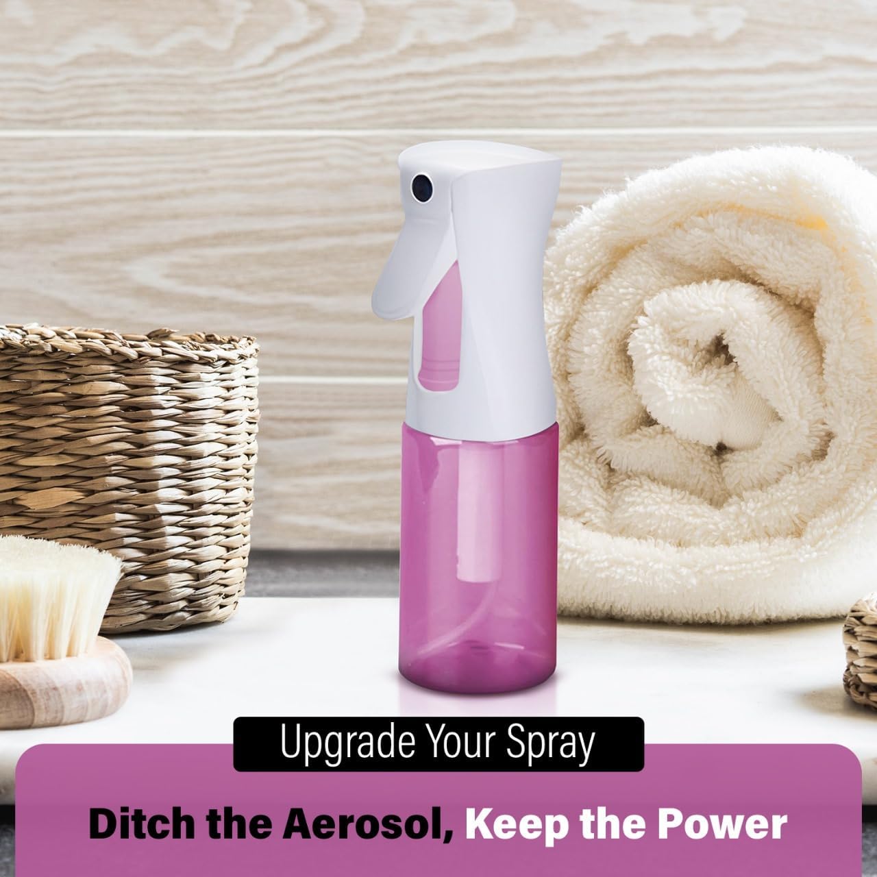 Continuous Water Mister Spray Bottle for Hair - Continuous Spray Nano Fine Mist Sprayer - Empty Spray Bottle - Reusable Beauty Bottle - Cleaning, Hairstyling & Plants - 5oz/150ml (Pink) Pack of 2