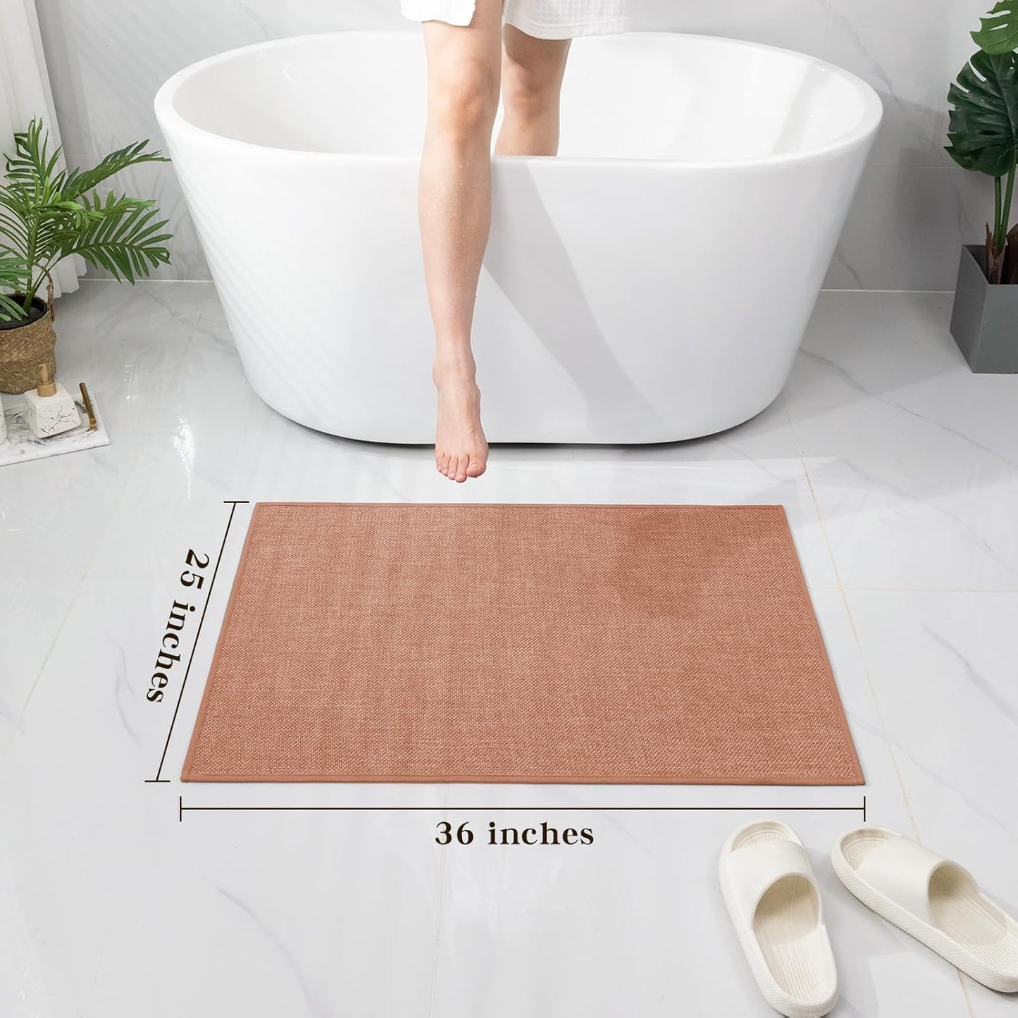 chakme Bathroom Rugs Mat 36x24, Ultra Thin Non Slip Bath Mat Large Quick Dry Absorbent Bath Mat for Bathroom, (Dark Pink, 36"x24")