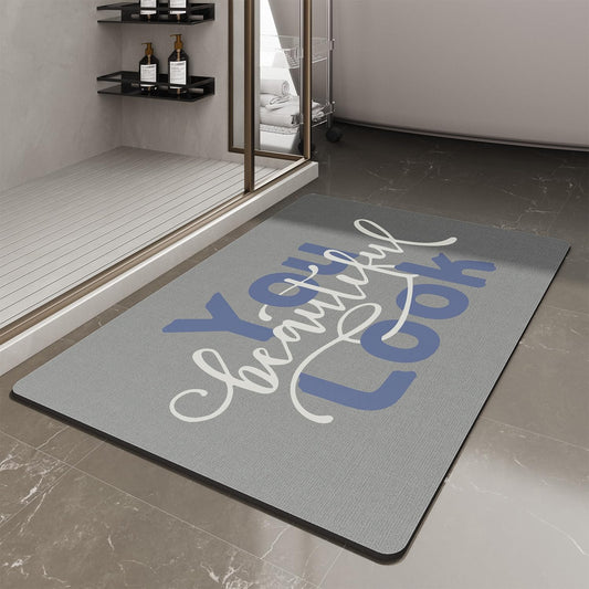 MontVoo-Bath Mat-Bathroom Mat Rug Non Slip Super Absorbent Stain Resistant Quick Dry Thin Bathroom Rug-Bath Mats for Bathroom Floor Bathtub Vanity-24 x35 Blue-Look