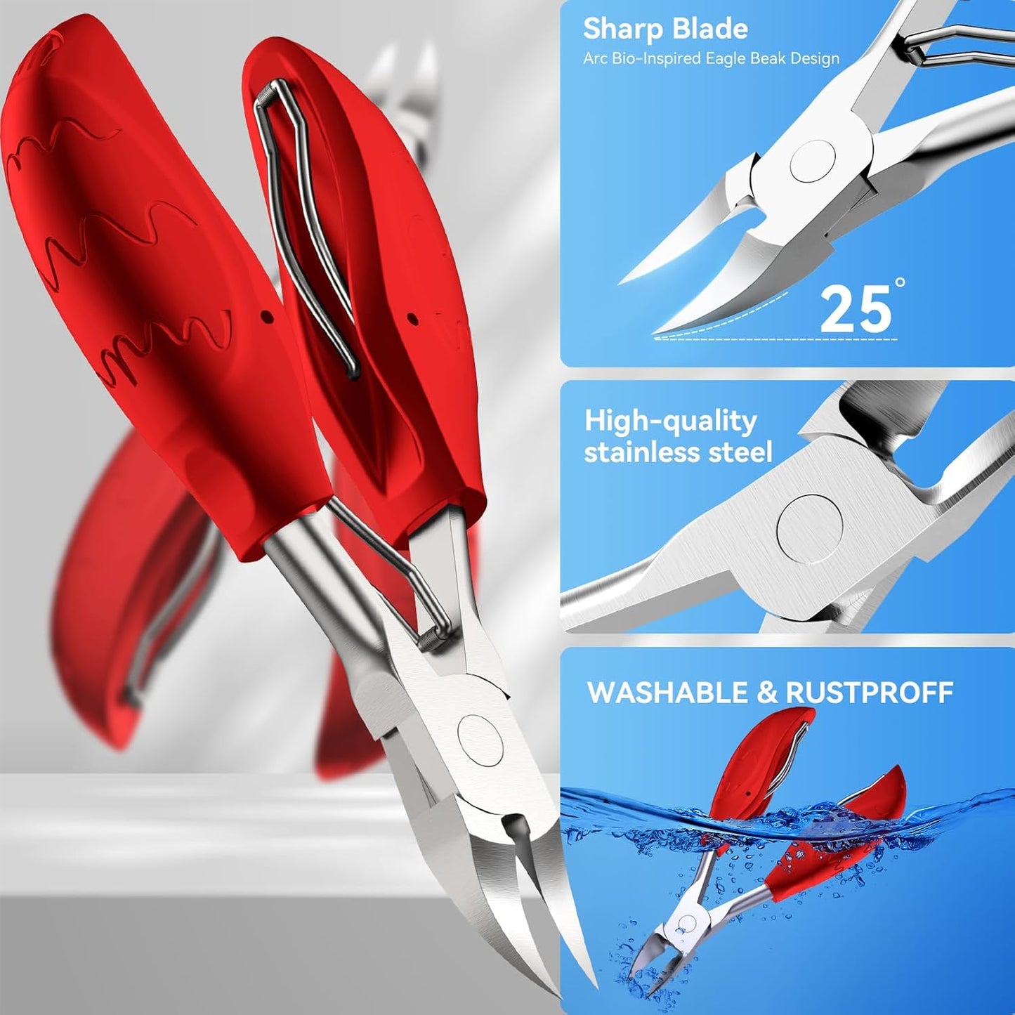 Toenail Clippers for Seniors Thick Ingrown Toenails, Toe Nail Clippers Set for Men Women, Heavy Duty Fingernail Clippers-Professional Pedicure Tools for Feet,Stainless Steel Manicure and Pedicure Kit