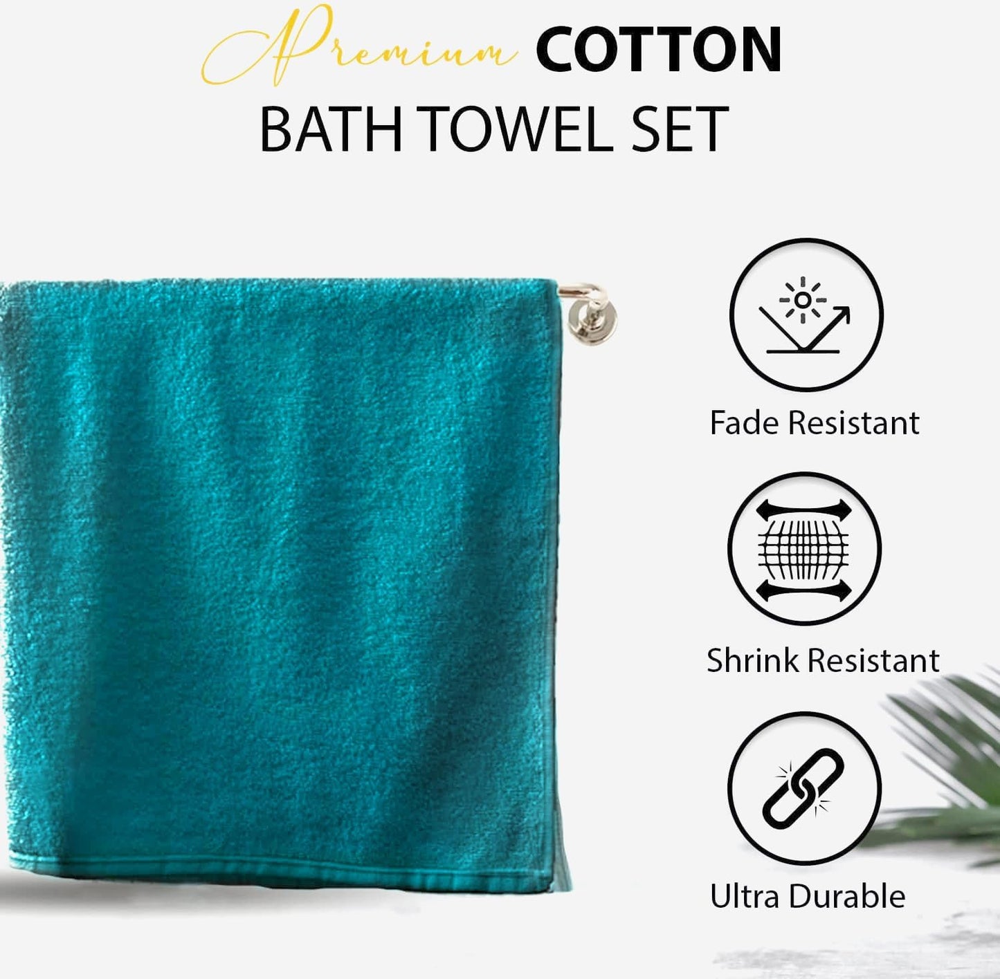 100% Cotton Bath Towels, 24x48 Pack of 6 Towels, Quick Dry, Highly Absorbent, Soft Feel Towel, Gym, Spa, Bathroom, Shower, Pool, Luxury Soft Towels (Teal, KC-2448-6-TEAL)