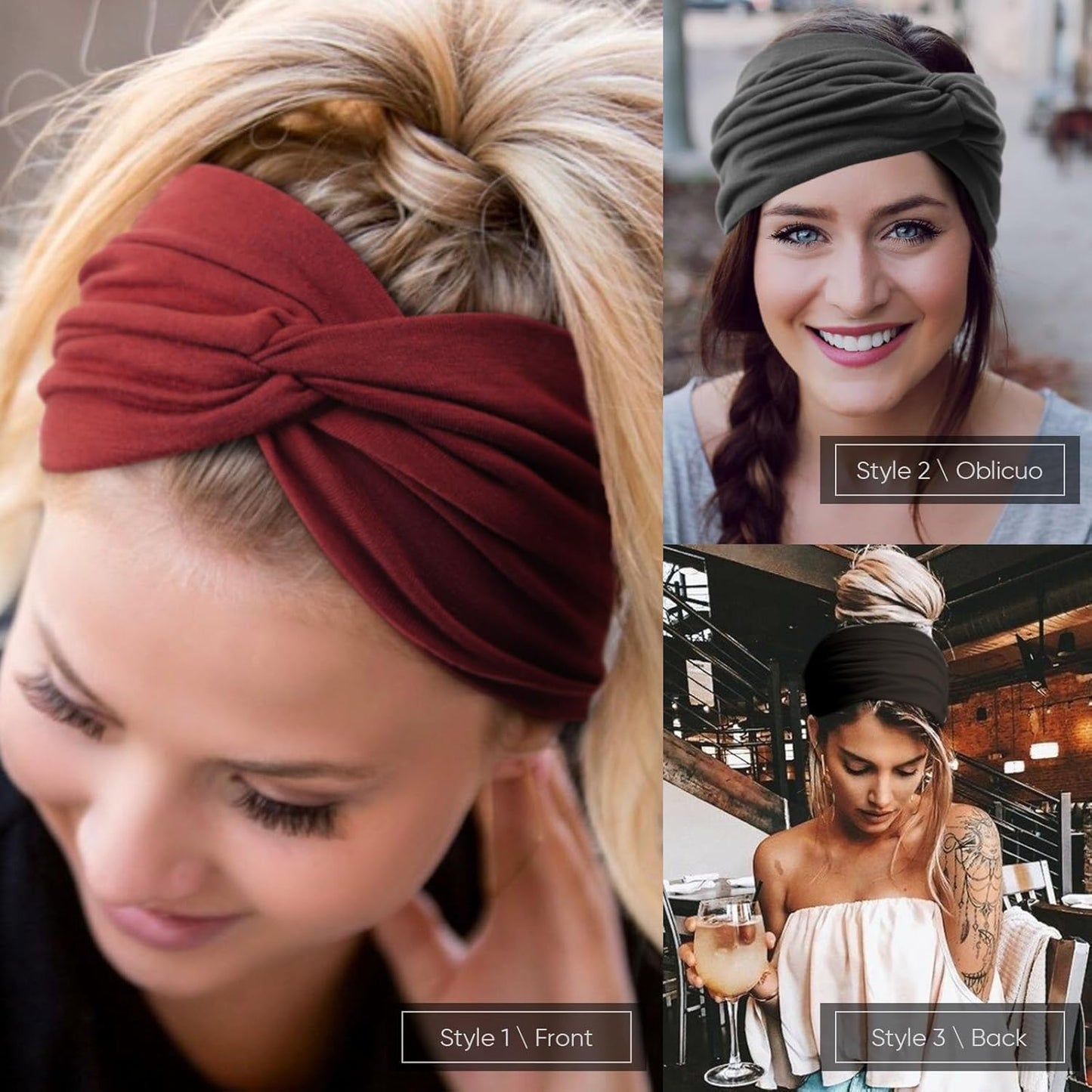 Extra Wide Headbands for Women Large Turban Headband Non Slip Boho Elastic Hairband Hair Twisted Knot Head Bands Accessories