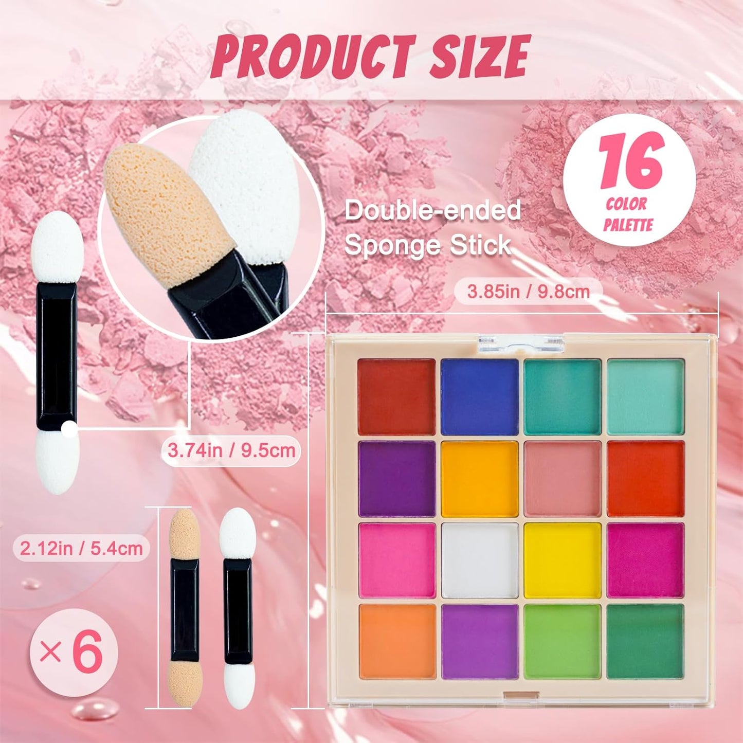 Nail Pigment Powder Palette, 16 Colors Solid Pigment Powder for Nails Set Pigmentos para Uñas, Nail Art Palette Manicure DIY Accessories