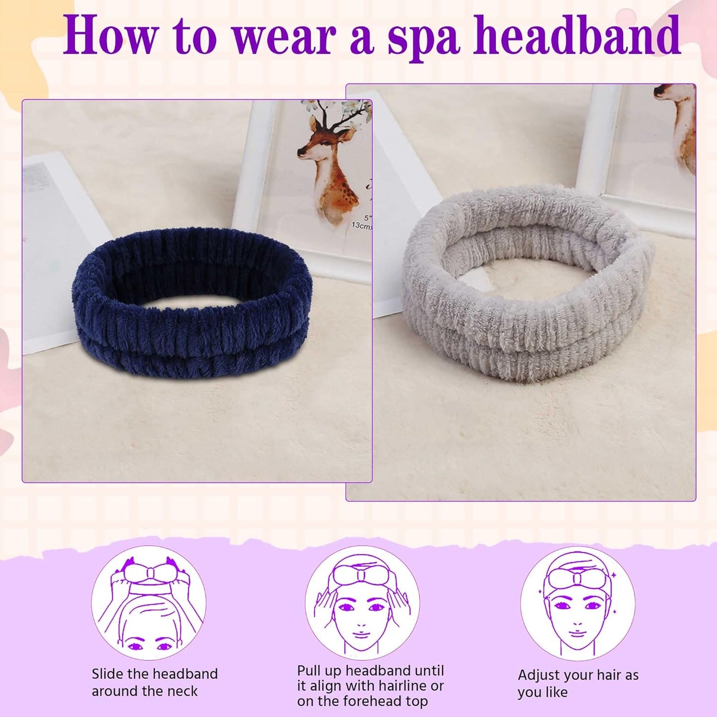 Spa Headband, Makeup Headband for Washing Face, Skincare Headbands for Girls Women, Soft Facial Makeup Head Band