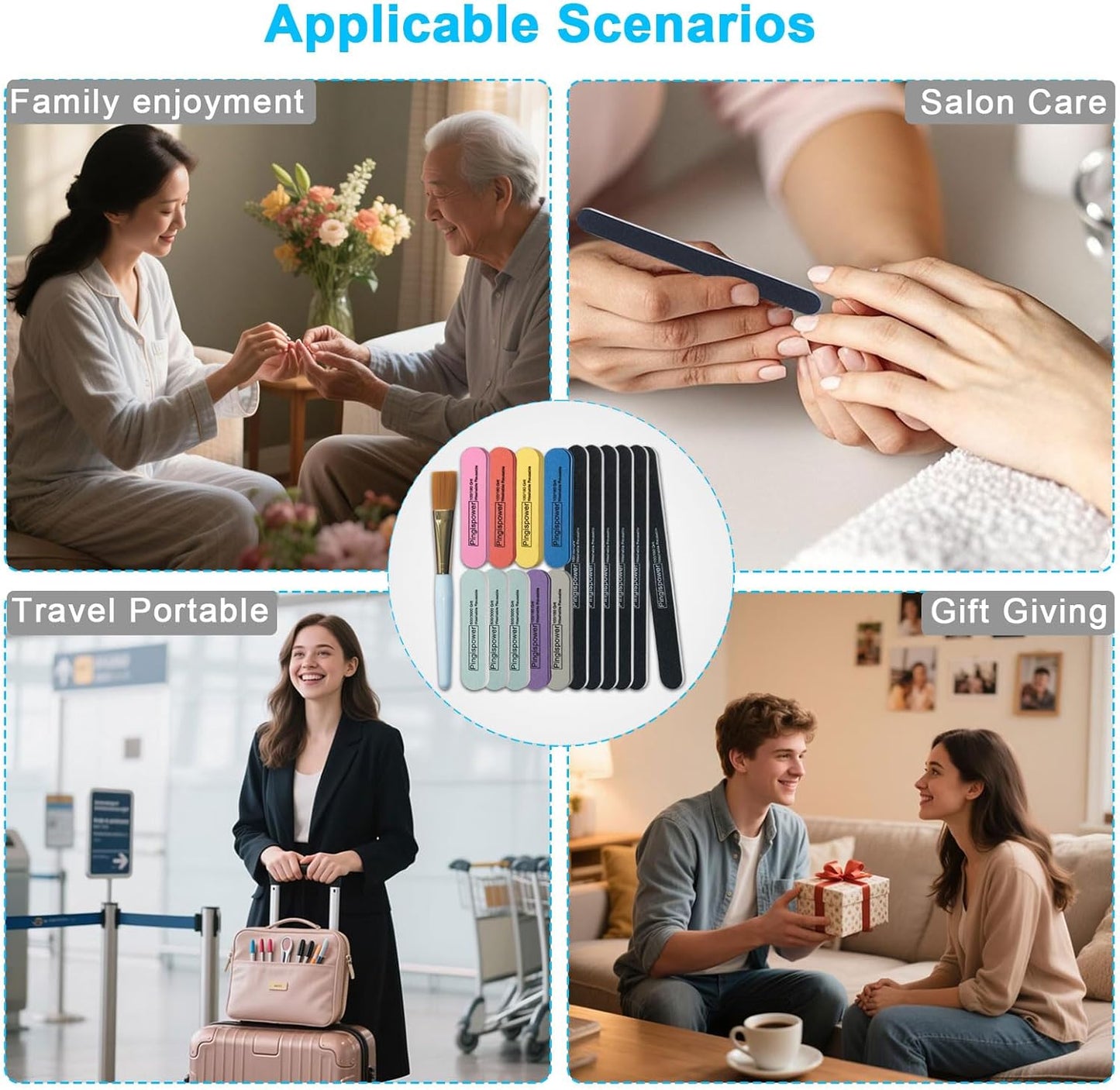 Nail Files and Buffers, 16PCS Professional Emery Boards Nail File & Buffer Block for Natural Nails,100/180 & 600/3000 Grit, Dual Sided Reusable Washable Manicure Kit for Women Home & Salon