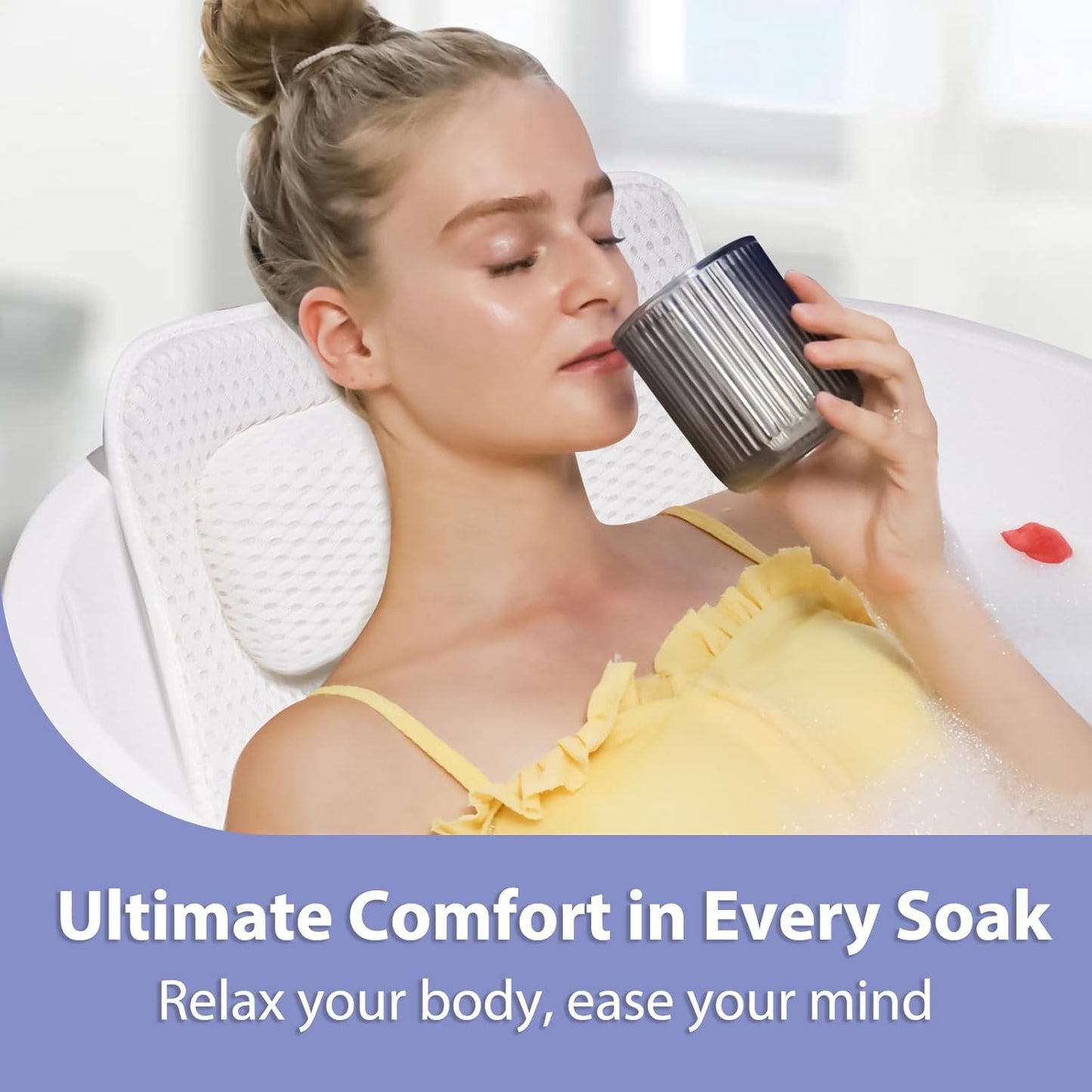 Full Body Bath Pillow for Tub, Luxury Bathtub Pillow for Full Back, Head and Neck Support, Quick Dry Bath Cushion, 168 Suction Cups, Bathtub Accessories for Gift