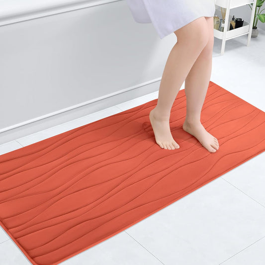 Buganda Memory Foam Bathroom Rug Mat 59x20, Extra Soft and Absorbent Bath Mats, Non-Slip and Machine Washable Bath Rugs for Bathroom Floor,Tub and Shower, Coral