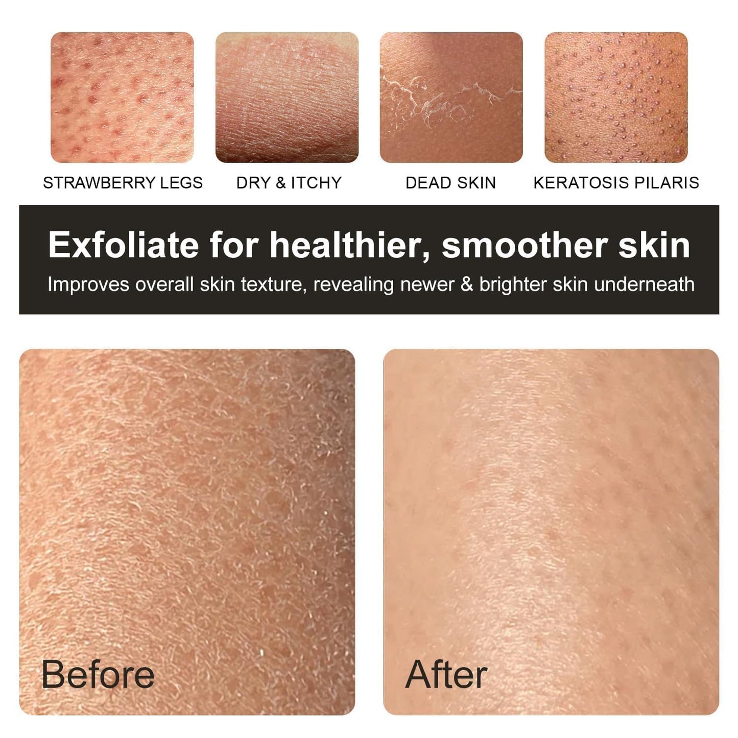 Exfoliating Glove - Korean Exfoliating Mitt - Exfoliating Body Scrubber, Body Exfoliator Scrubber, Viscose Fiber Shower Mitt, Dead Skin Remover for Smooth Skin, Self-Tan Prep & Removal, Black