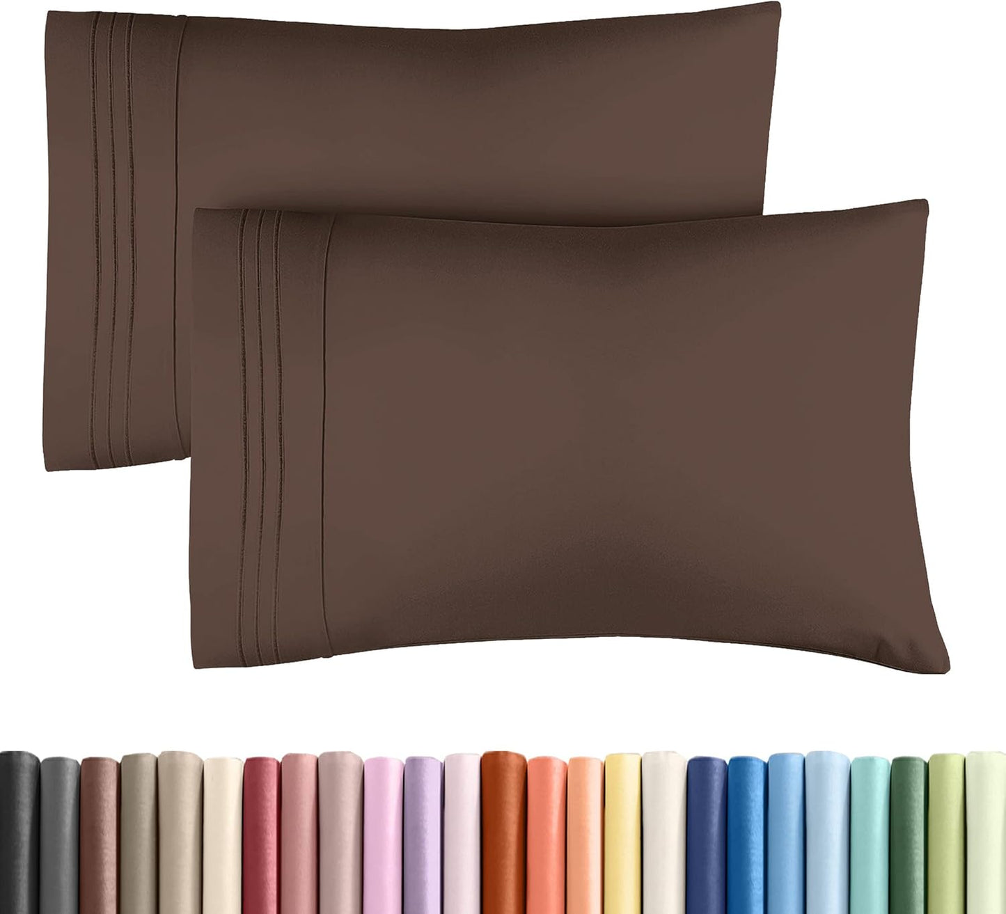 Queen Pillow Cases Set of 2 - Ultra Soft Hotel Quality Pillowcase Covers - Comfy, Cozy & Wrinkle Free - Shrinkage, Stain and Fade Resistant - Machine Washable Pillow Protectors - 2 Piece Set - Brown