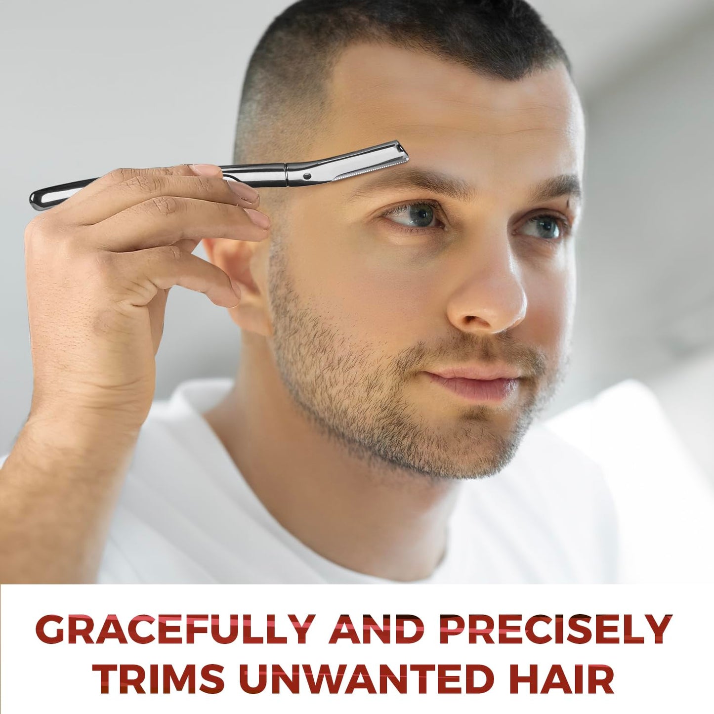 ZOMCHI Eyebrow Razor and Face Razor for Women and Men, Reusable Metal Handle with 11 Refill Blades, Dermaplane Razor with Protective Silicone Cap, Eyebrow Hair Trimmer - Polished Silver