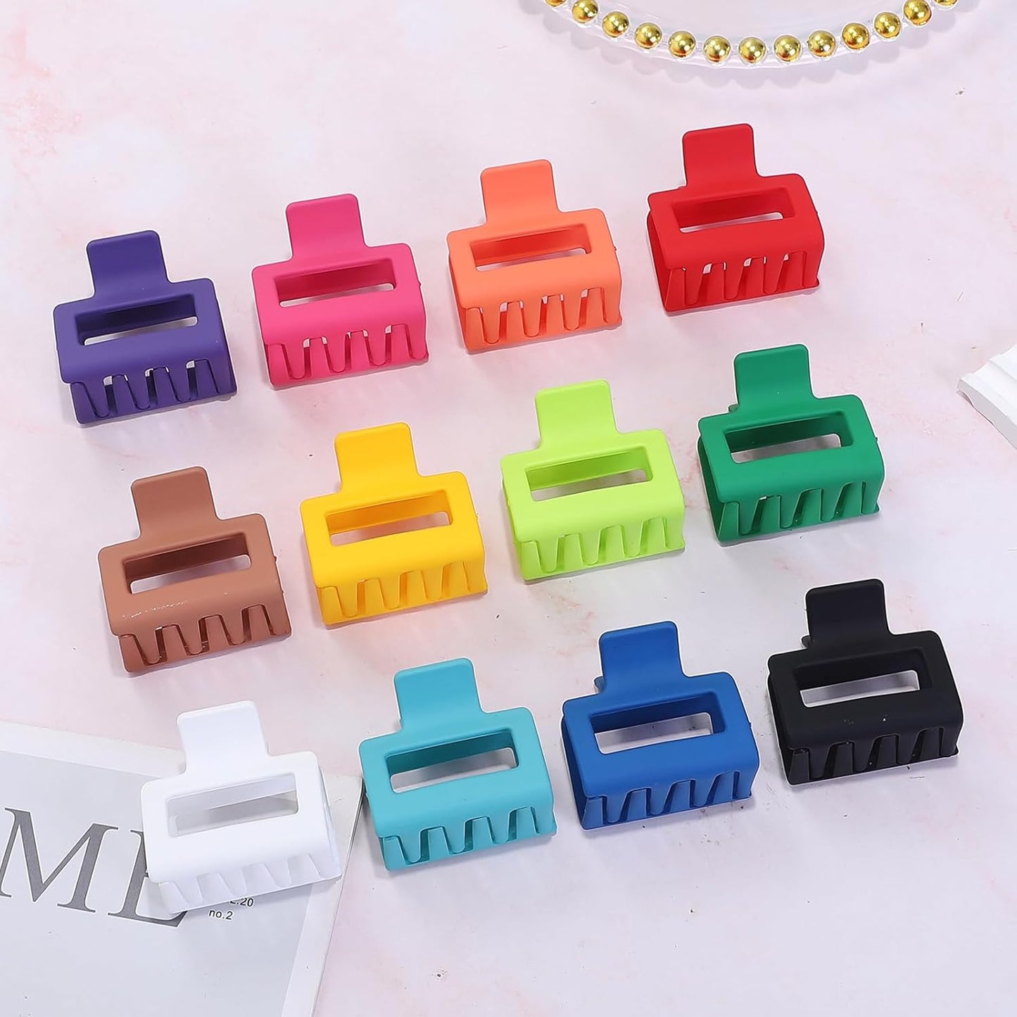 2 Inch Medium Hair Claw Clips 12 Pcs Square Hair Clips for Thin Hair Matte Nonslip Acrylic Banana Jaw Clips Bulk Hair Accessories for women and Girls - Dopamine