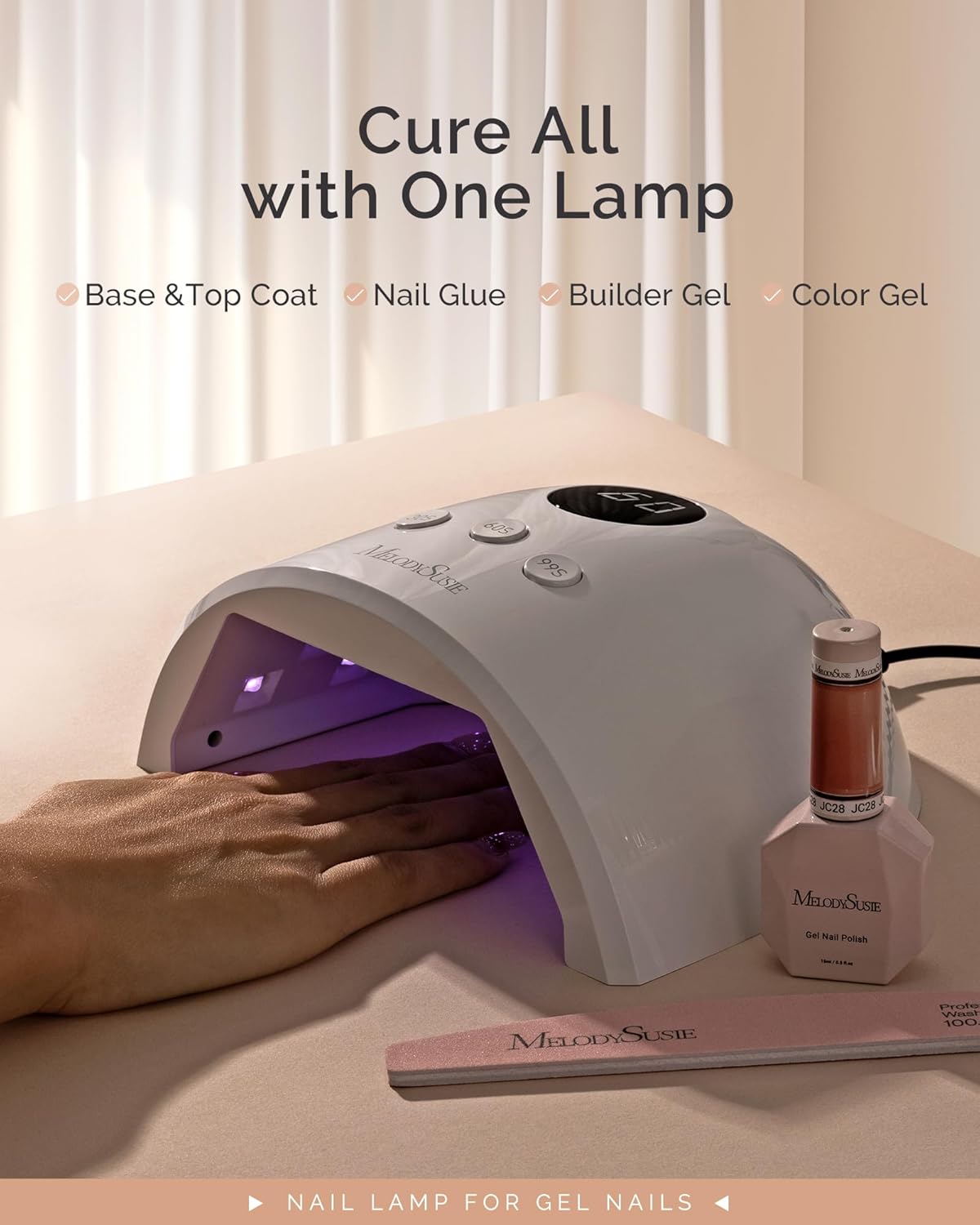 MelodySusie UV Nail Lamp, Plus30F UV Light, LED Dryer with 3 Timer, Smart Sensor, LCD Display Fast Curing Gel Nail Polish and Art Tools Manicure Accessories, White