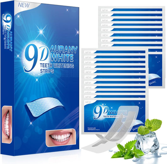 9D Sensitive Teeth Whitening Strips- Professional Enamel-Safe Formula, Fast Stain Removal for Coffee Drinkers & Smokers, Sensitivity-Free Whitening Kit-21Pairs (42Strips)