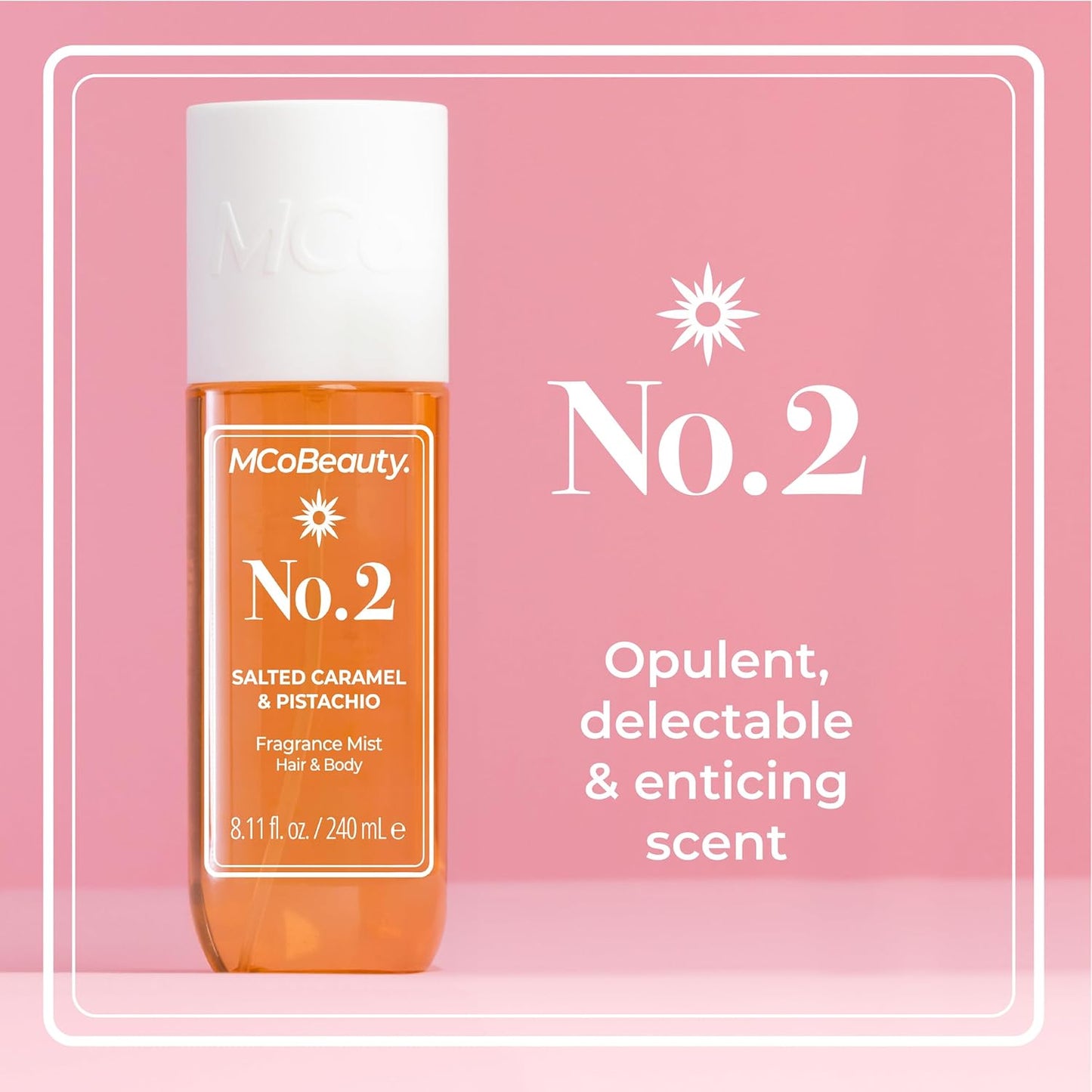 MCoBeauty - Fragrance Mist No.2 – Light Body and Hair Spray with Pistachio, Sandalwood, Caramel and Vanilla - Gifts for Women, Cute Stuff, Feminine Spray, Self Care Gifts for Women - 90ml Bottle