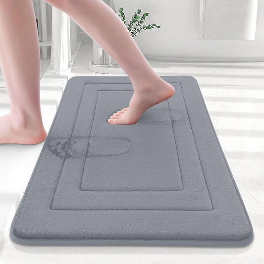 Arotive Memory Foam Bathroom Rug Mat 30x20, Ultra Soft and Absorbent Bath Mat, Machine Wash Dry, Comfortable Bath Rug Carpet for Bathroom Floor, Tub and Shower, Medium Grey
