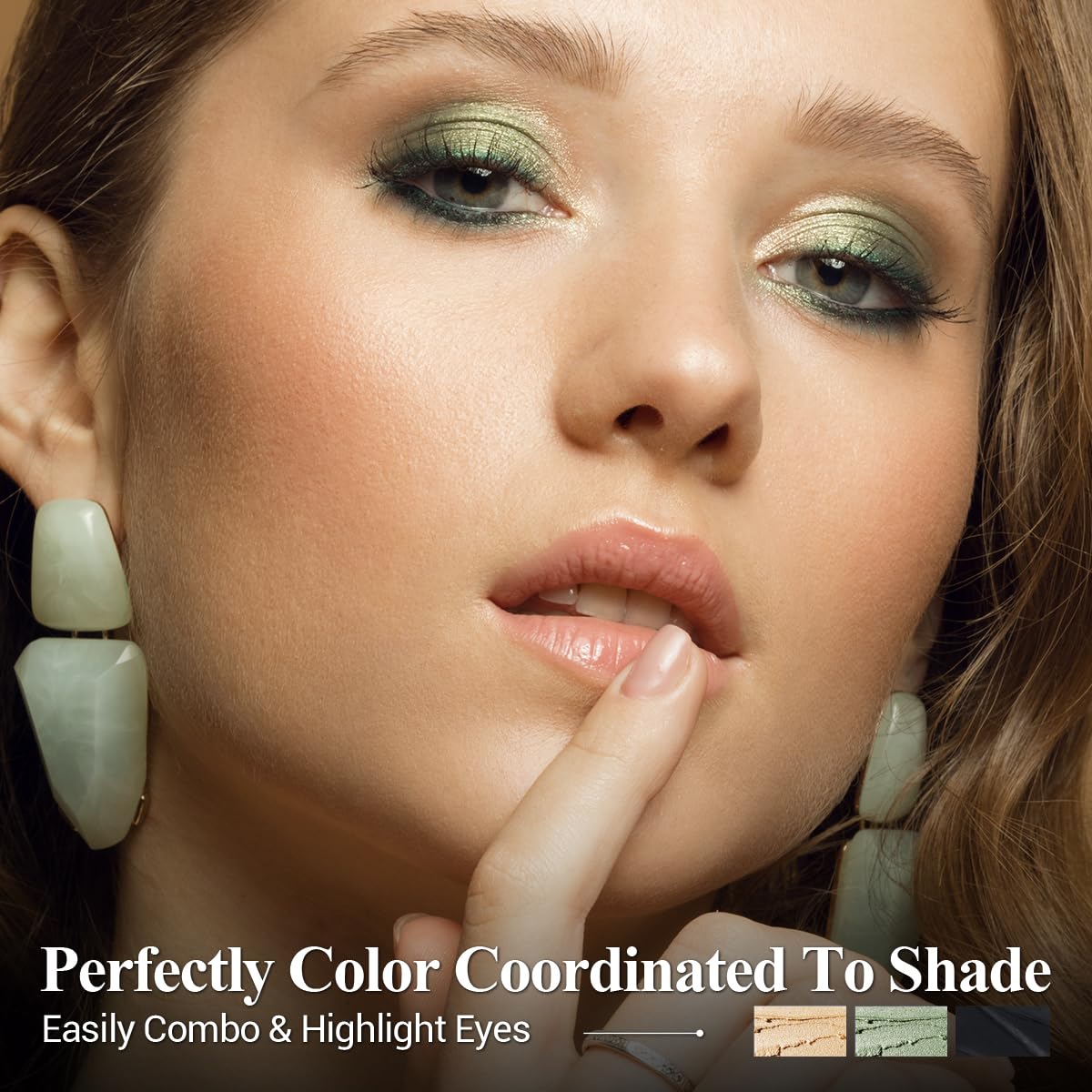 FIREFLIES LIGHT Eyeshadow Stick Makeup 6PCS Set, Green Metallic Shimmer Matte Cream Eye Shadow Eyeliner Brightener Pencil Crayon - FIREFLIES LIGHT