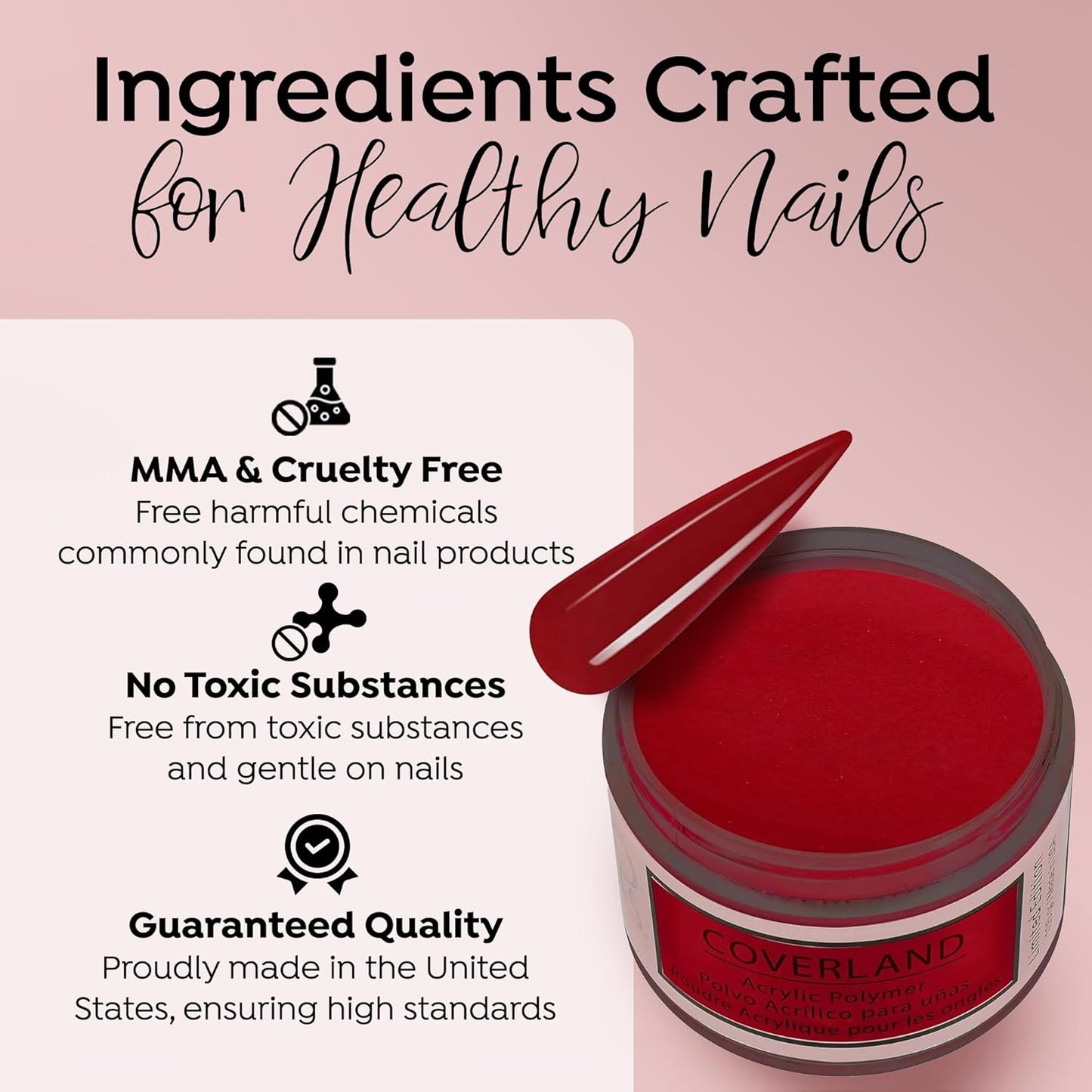 Tones Coverland Acrylic Nail Powder "Candy Cane" - Limited Edition Acrylic Powder for Nail Design, Sculpting, and Masking Nail Bed Imperfections - Professional Acrylic Nail Supplies - (1.5 Oz)