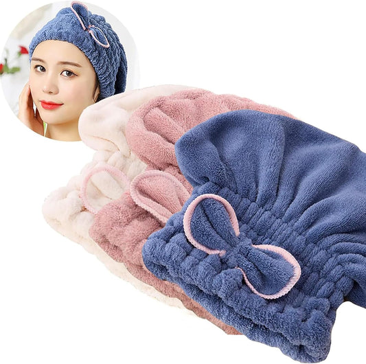 Jseng 3PC Microfiber Hair Towel Caps, Extrame Soft & Ultra Absorbent, Fast Drying Hair Drying Caps Towel Turban Wrap for Wet Hair Women