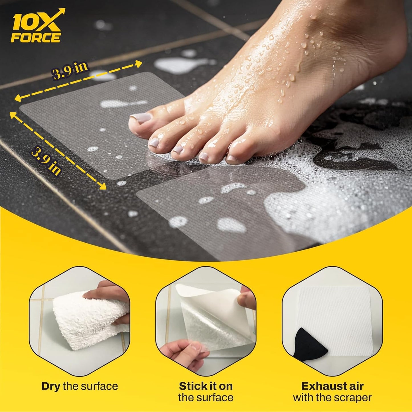 [Made in Korea] Ultra-Thin Bathtub Non Slip Stickers - Diamond Grip Non Slip Bathtub Stickers with Strong Adhesive for Elderly and Safety Use (20)