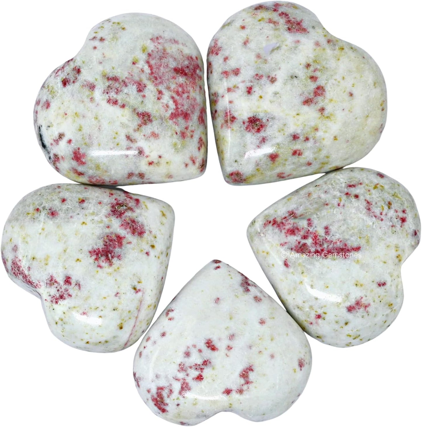 Amazing Gemstone Cinnabarite Crystal Heart Palm Stone - Pocket Massage Worry Stone for Natural Body Chakra Balancing, Reiki Healing and Crystal Grid