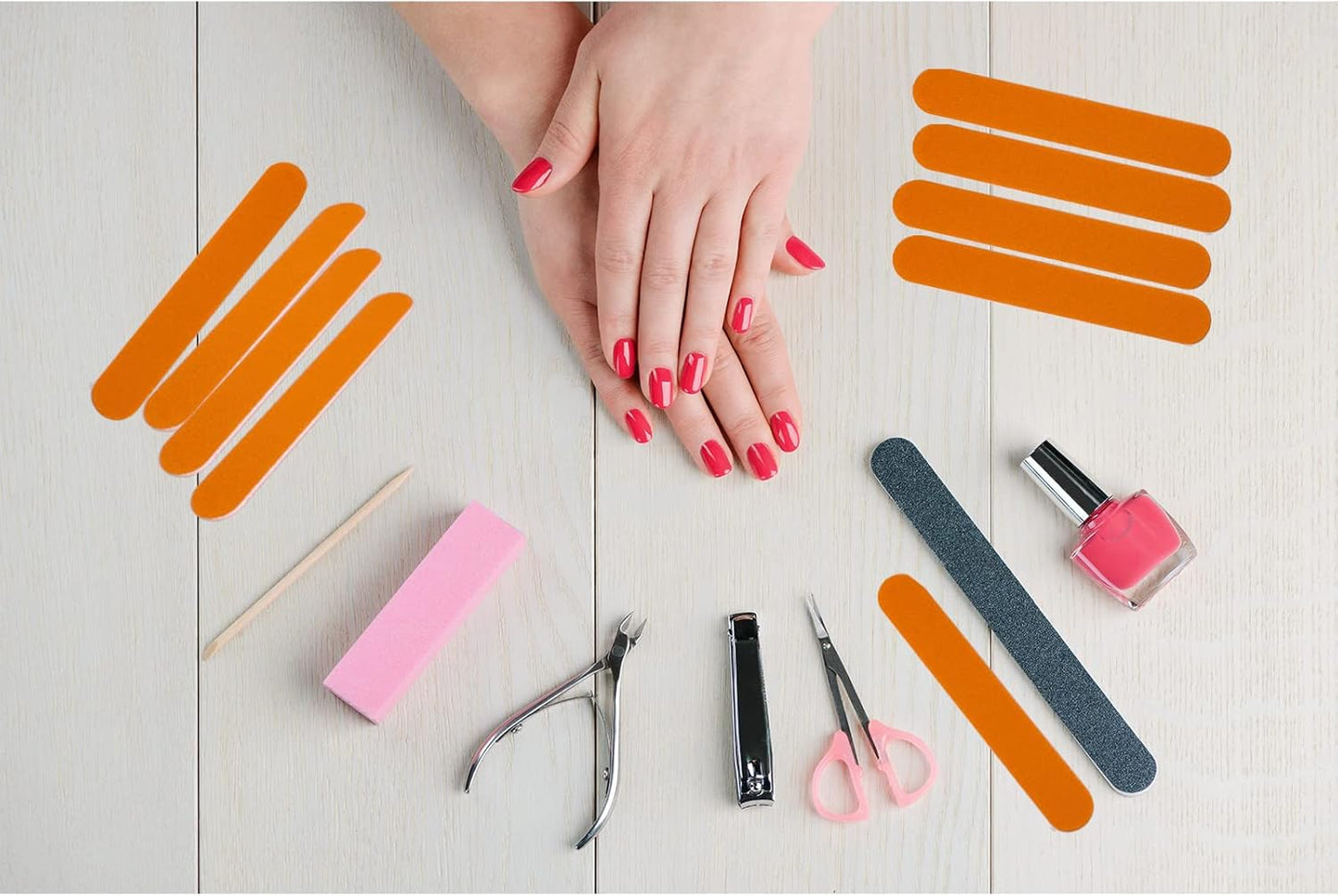 Mini Nail Files Bulk (100 Pcs), Double Sided Emery Board Nail File for Nature Nails, Manicure Tool Set Disposable Colorful Nail File for Home Salon Use Travel Size Men Women Kids Wood Board