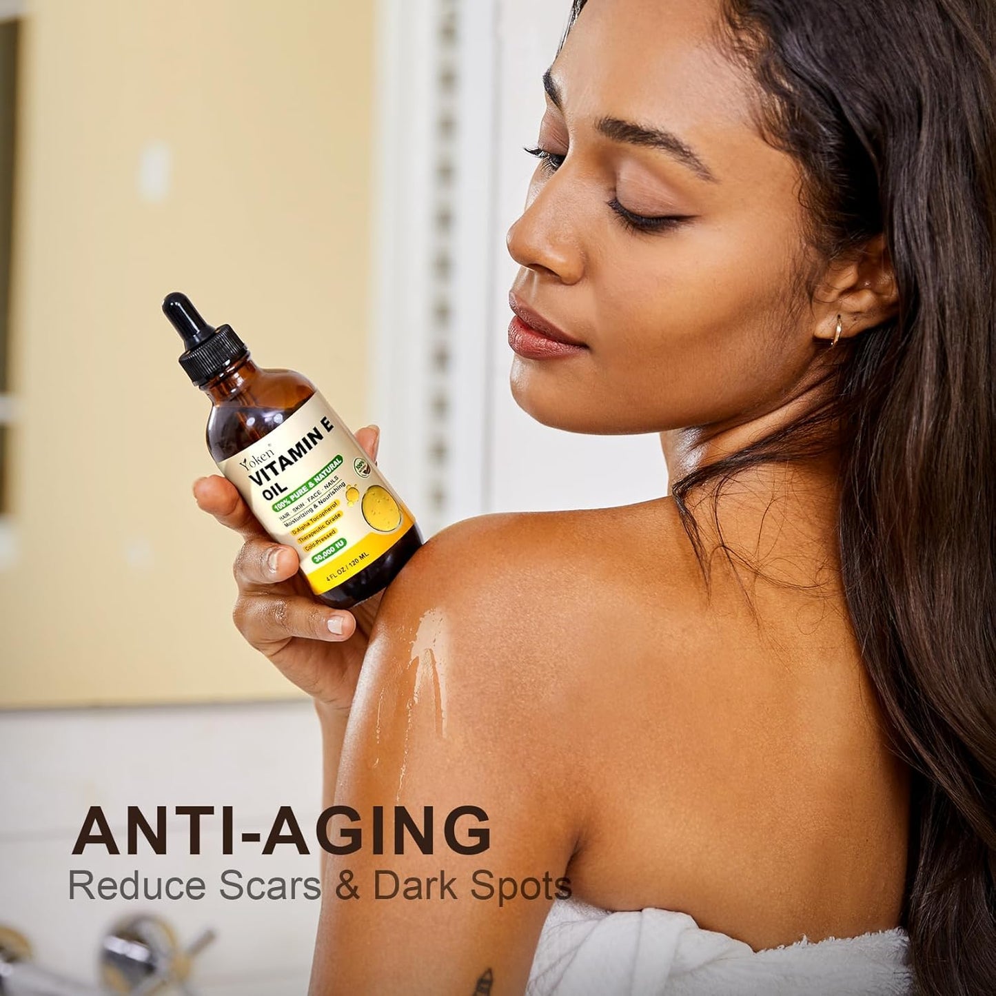 Vitamin E Oil 4 Fl Oz Organic Vitamin E oil for Skin 30,000 IU Vitamine oils for Scars Hair, Face, Nail, Scalp Perfect Bath and Body Oil, Cold Pressed Hexane Free Non-GMO Gluten Free Formula