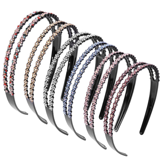 Plastic Rhinestone Headbands for Women Girls,6PCS Sparkly Crystal Headband Non Slip Tooth Hair Bands Rhinestone Hair Hoop,Comfortable Daily Prom Party Head Accessories