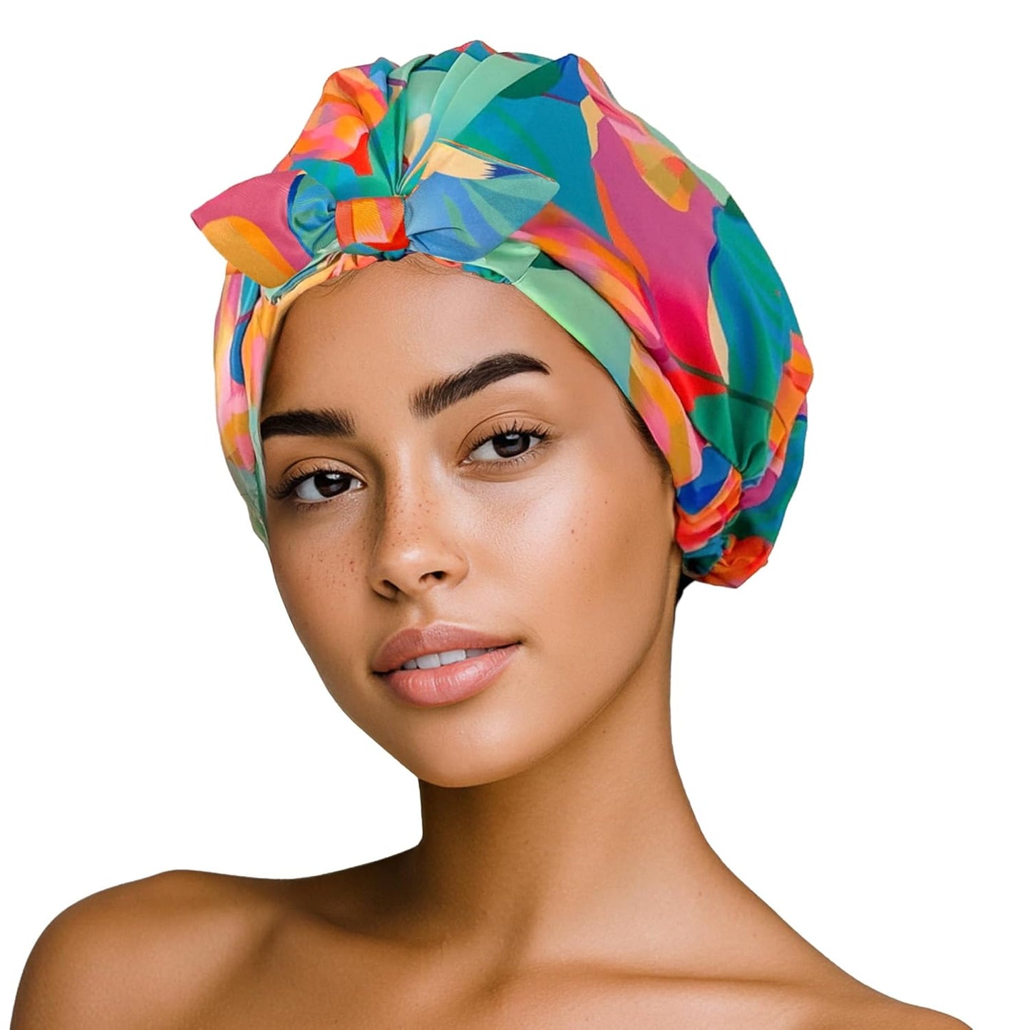 GRACE & COMPANY Luxury Shower Cap For Women - 100% Waterproof, Reusable, Washable & Breathable Shower Caps - Birds Of Paradise