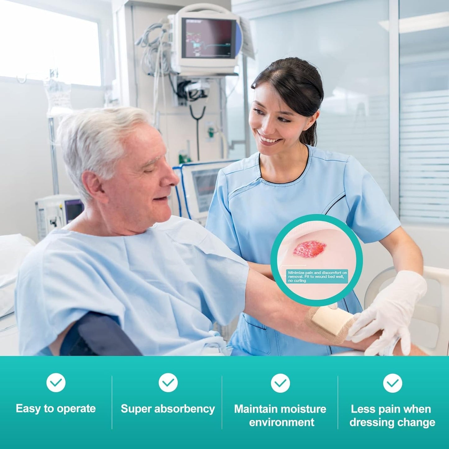 Dimora Silicone Foam Dressing with Border Adhesive 6"x6" Waterproof Wound Dressing Bandage for Wound Care 20 Pack