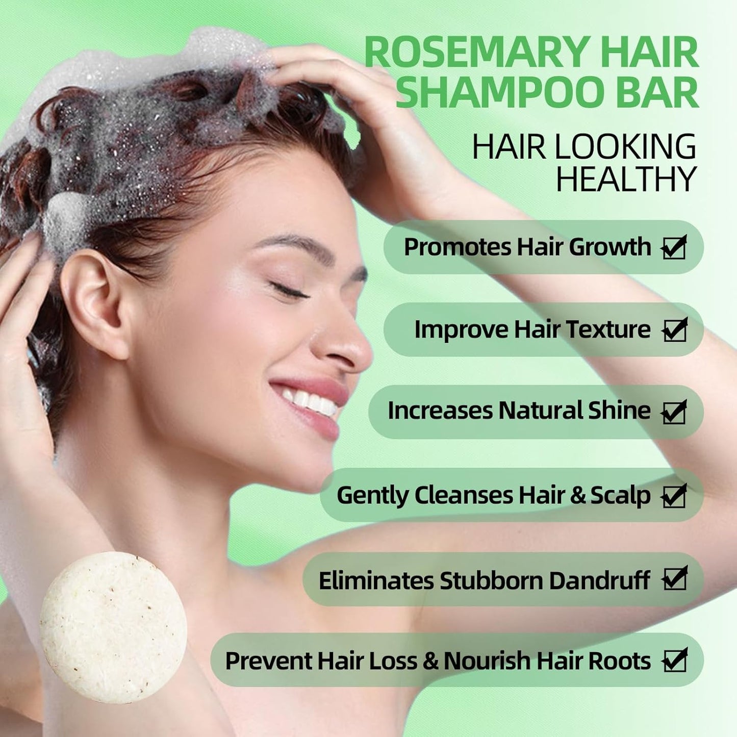 2 Pack Rosemary Hair Shampoo Bar,Deep Cleansing for Scalp Hair Loss Shampoo Soap,Organic Hair Oil Control,Solid Shampoo for Hair Growth, Refreshing and Hydrating Soap for Stocking Stuffers Women Gifts