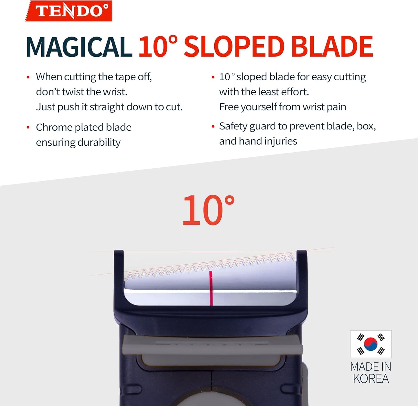 Heavy Duty Shipping Tape Dispenser: TENDO° Premium Line – Reusable, Replaceable, Eco-Friendly 2’’ Master Piece Dispenser for Pros with Patented 10° Sloped Chromium Blades - P-2200 (4th Gen.)_Gray