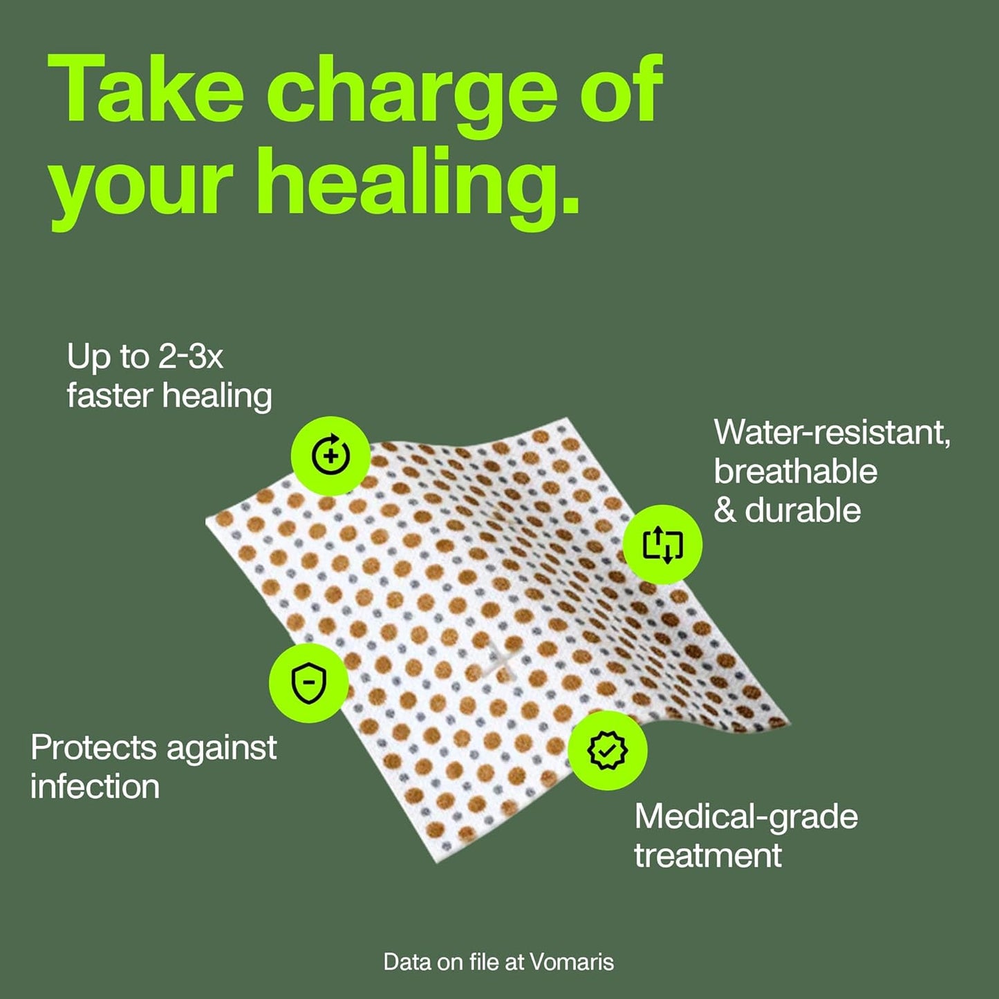 PowerHeal Bioelectric Bandage Kit for Wound Care & Healing – Single Layer No Adhesive Includes Wound Hydrogel, Can Be Cut to Fit – for Cuts, Abrasions, Blisters, Burns – 4-Pack, 2” x 2”