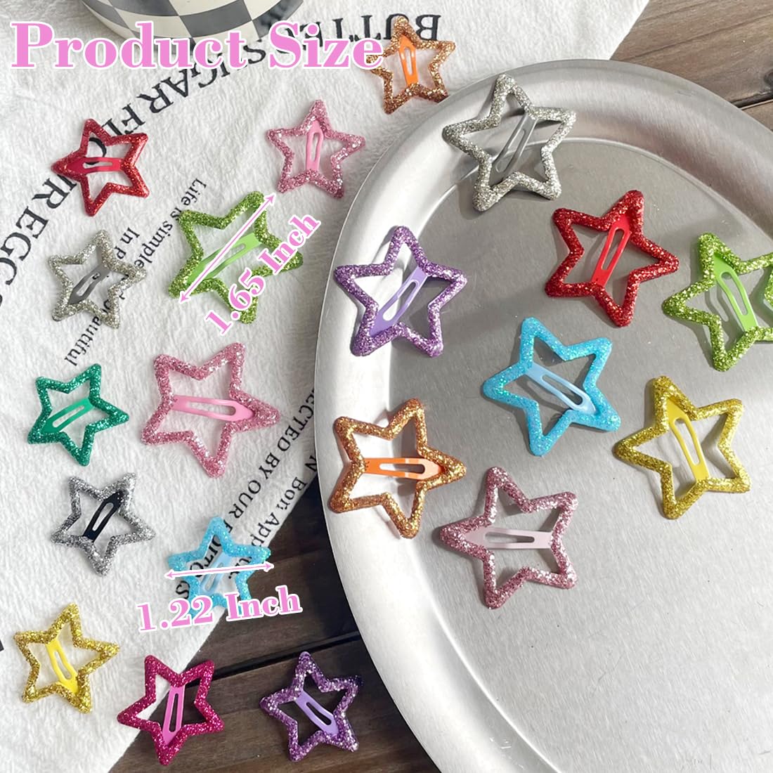 20 PCS Sparkling Star Hair Clips - Non Slip Metal Star Hair Accessories for Girls & Women