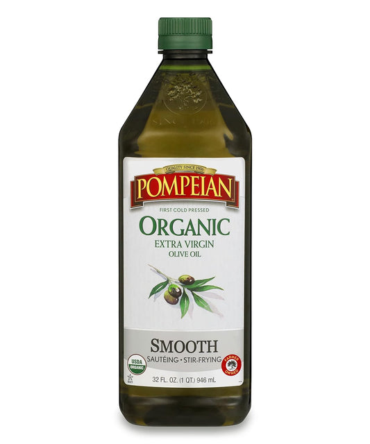 Pompeian USDA Organic Smooth Extra Virgin Olive Oil, Contains Polyphenols, First Cold Pressed, 32 Fl Oz