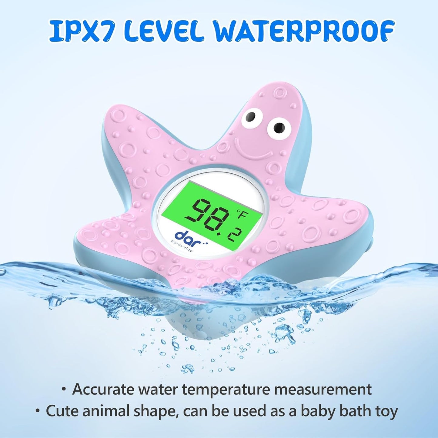 Baby Bath Thermometer, Digital Water Temperature Thermometers with 3 Color Backlit and Temperature Warning, Safety Bath Tube Thermometer Floating Toy for Infant, Toddler