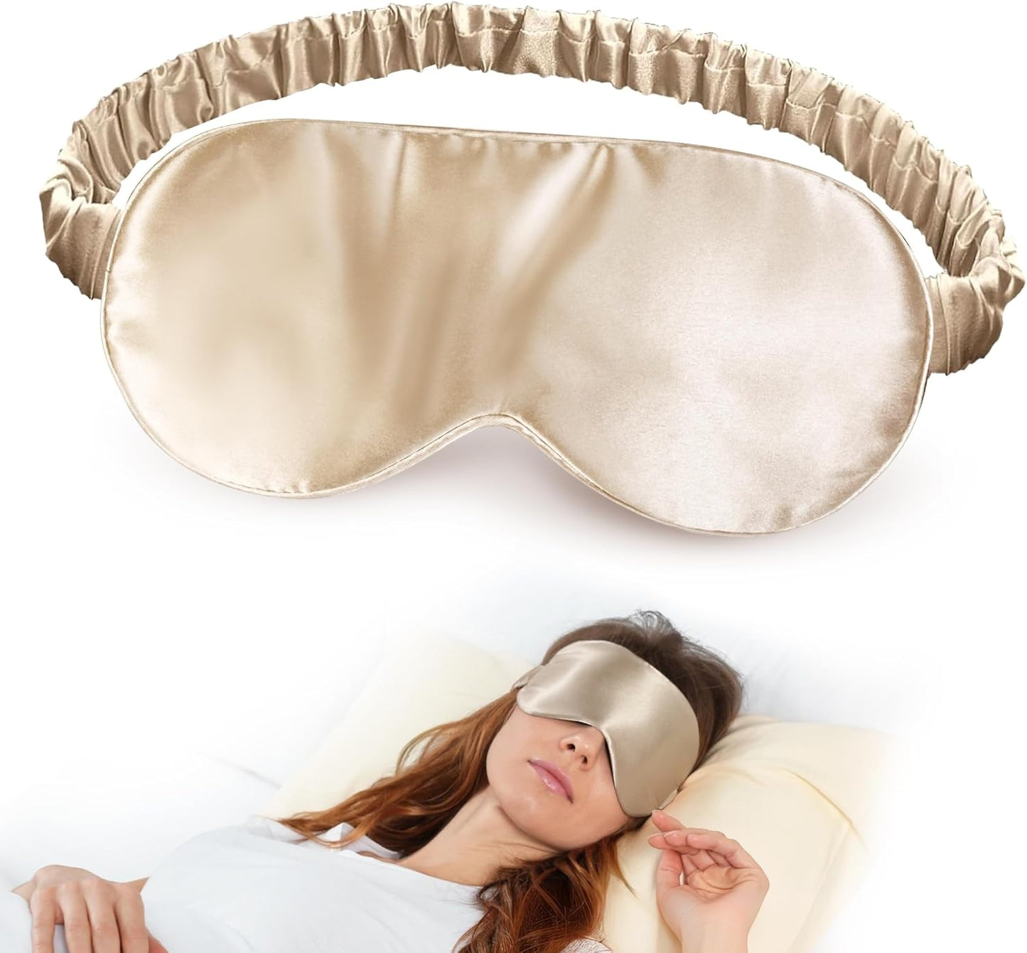 SilkDream 100% Mulberry Silk Sleep Mask Eye Mask for Sleeping 22 Momme Nature 6A Real Silk Gifts for Women&Men Champagne