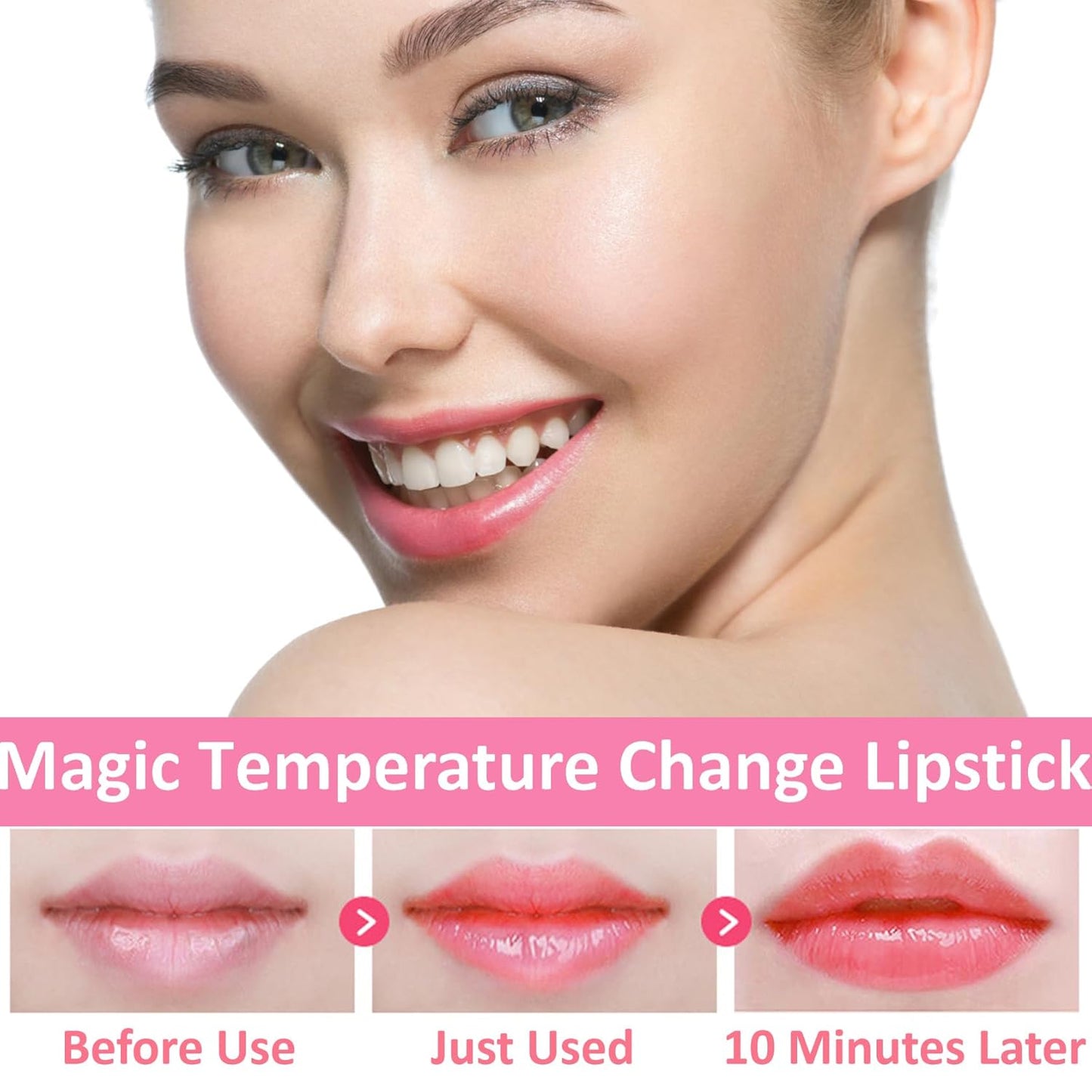 2 Pack Crystal Flower Jelly Lipstick,Magic Color Changing Lipstick,PH Clear Temperature Color Changing Lip Gloss,Lip Balm,Long Lasting Nourishing Moisturizing Lip Stick Set H02+03