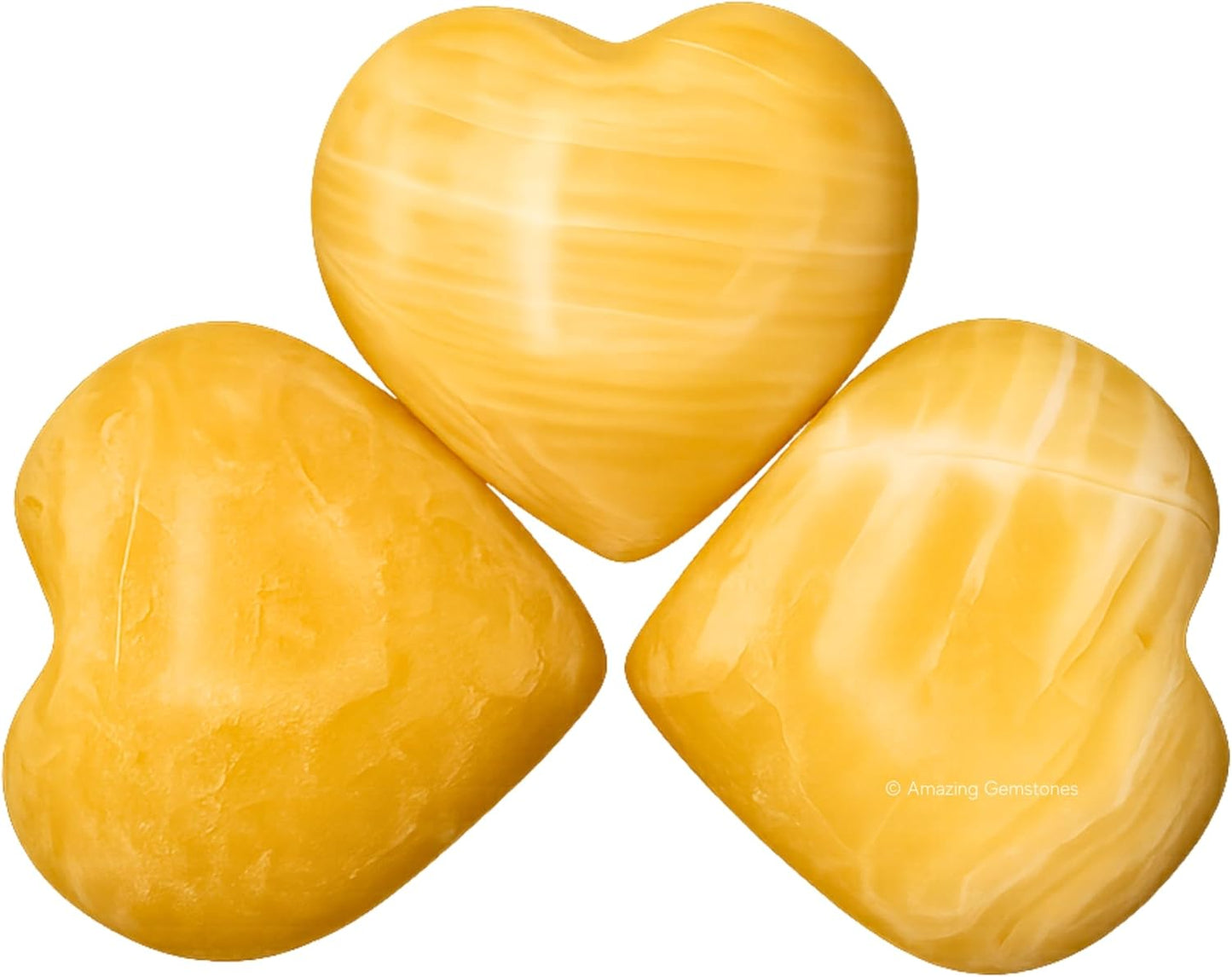 Amazing Gemstone Yellow Calcite Crystal Heart Palm Stone - Pocket Massage Worry Stone for Natural Body Chakra Balancing, Reiki Healing and Crystal Grid