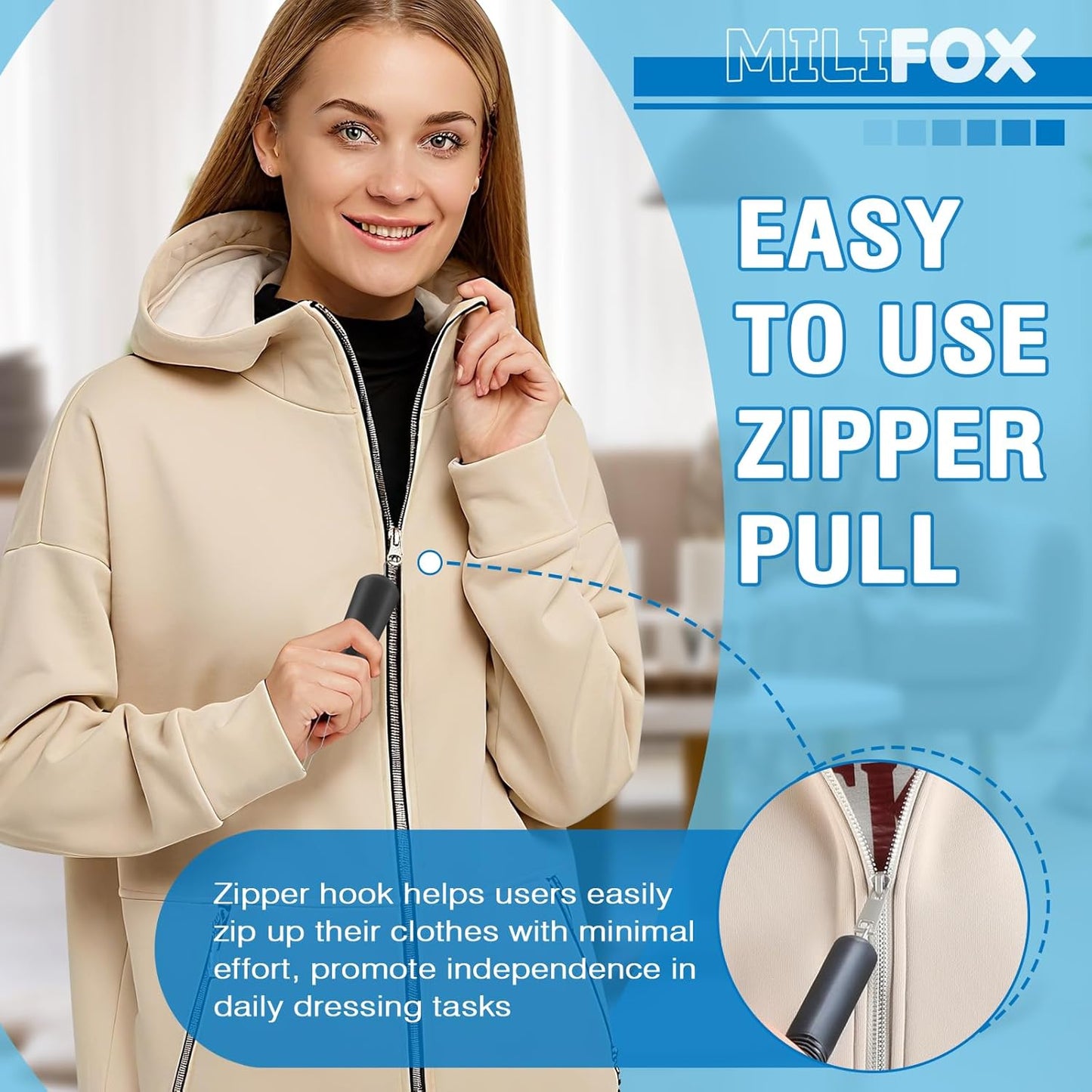 Button Hook, Button Helper Tool for Elderly and Zipper Puller One Hand Aid for Seniors and Arthritis, Buttoning Assist Tool for Shirt Wedding Dress (1 Pack)