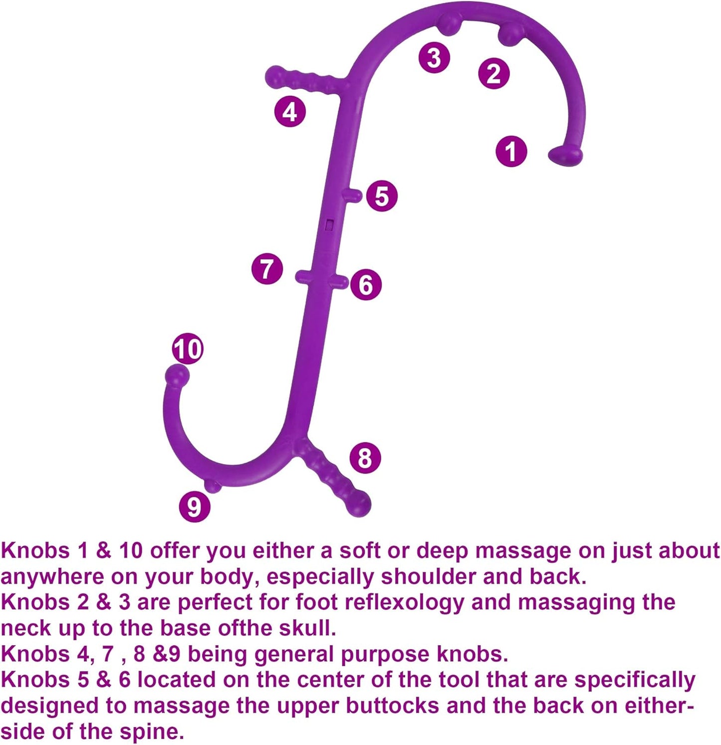 Massage Trigger Point Cane, Muscle Release Tool Self Massage Hook Cane, Handheld Back, Neck, Shoulder, Leg and Feet Massager Rod, Body Deep Tissue Gifts for Men & Women, Purple